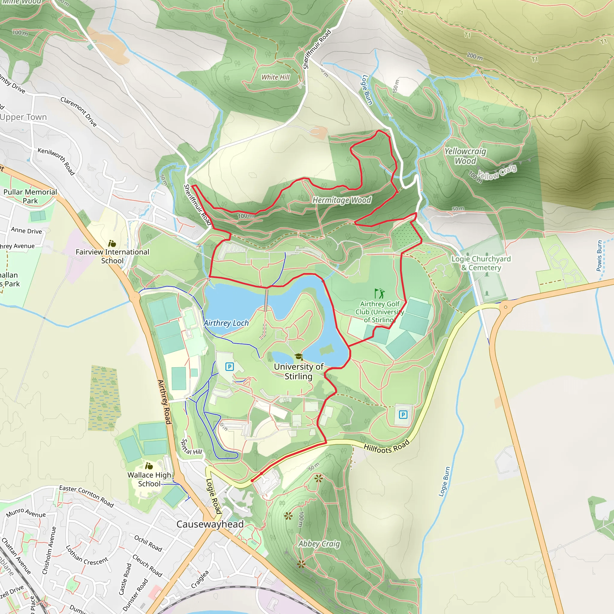 Airthrey Loch and Hermitage Wood mobile static map