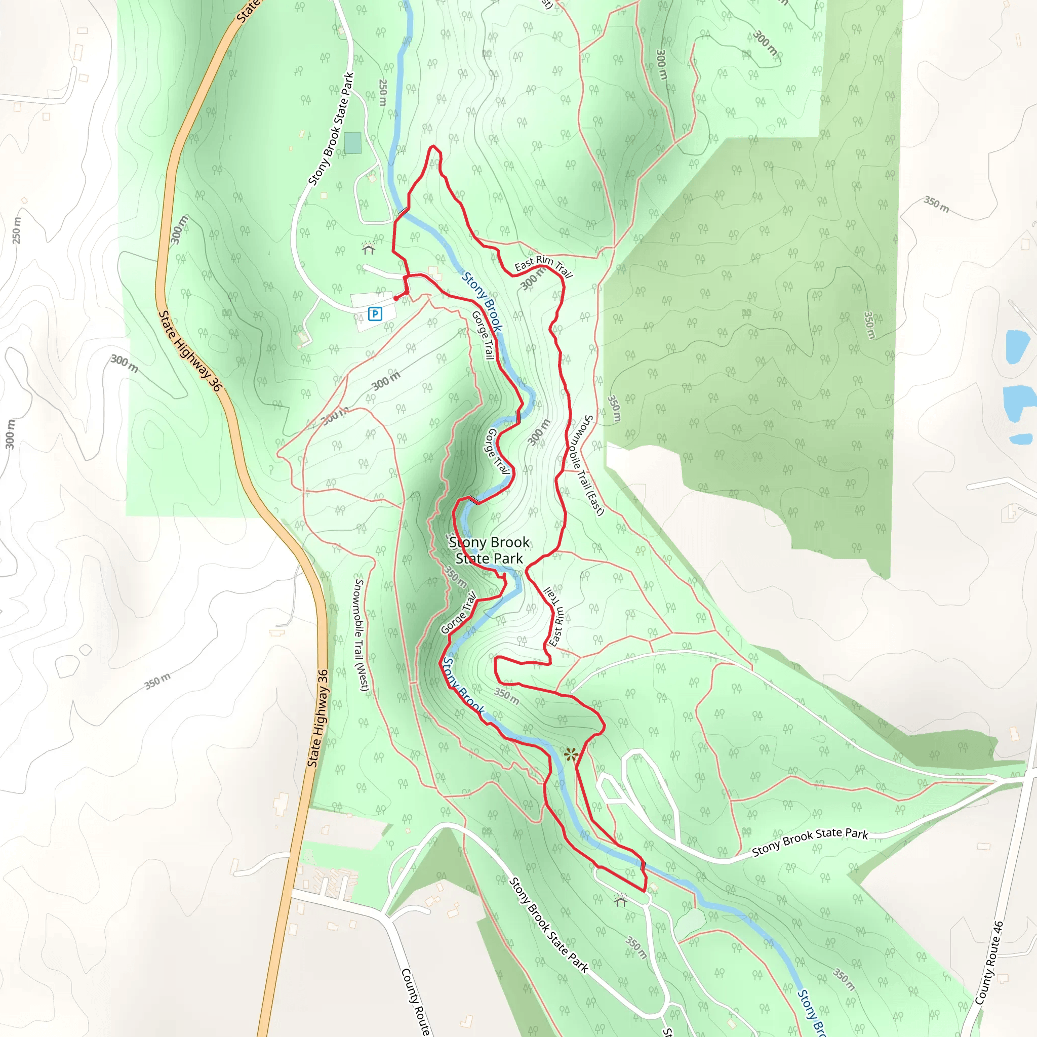 Stony Brook State Park Loop mobile static map