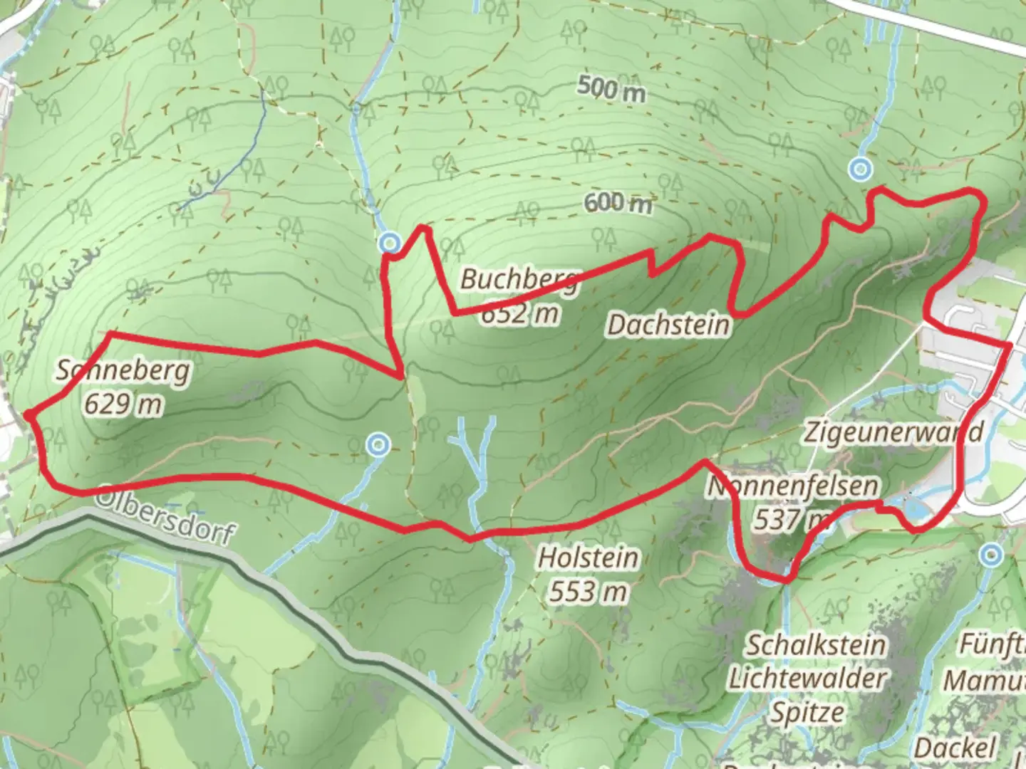 An image depicting the trail Buchberg, Gondelteich and Skibahnhof Loop via Sonnenbergweg and its surrounding area.