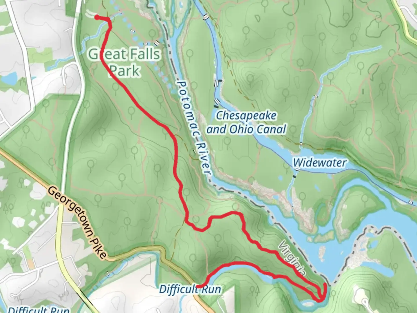 An image depicting the trail Old Carriage Road, Ridge and Difficult Run Trail and its surrounding area.