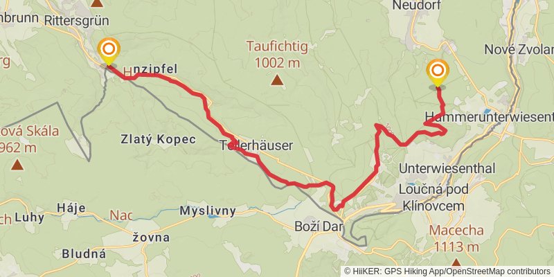 Kammweg Erzgebirge - Vogtland stage 8 Map