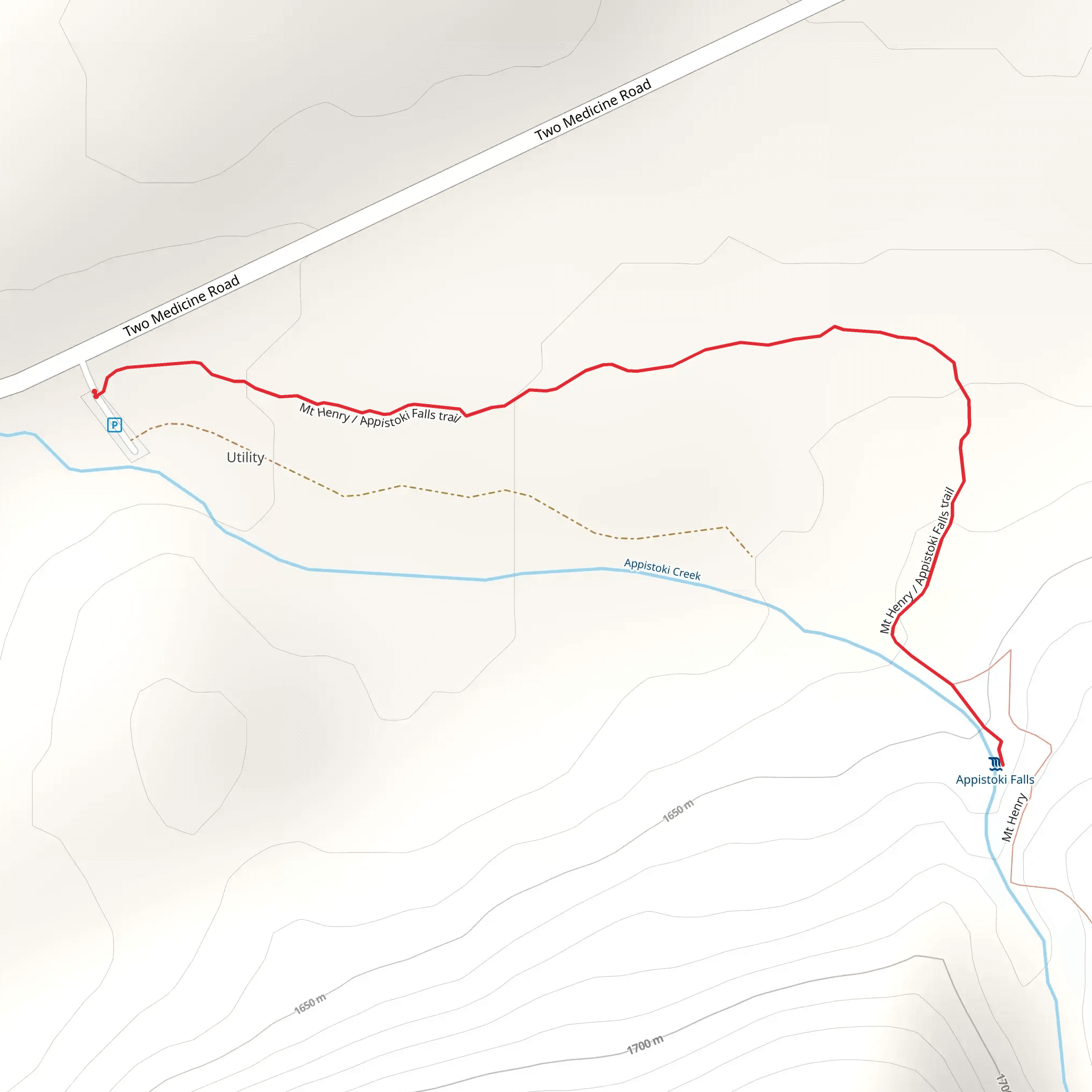 Appistoki Falls Trail mobile static map