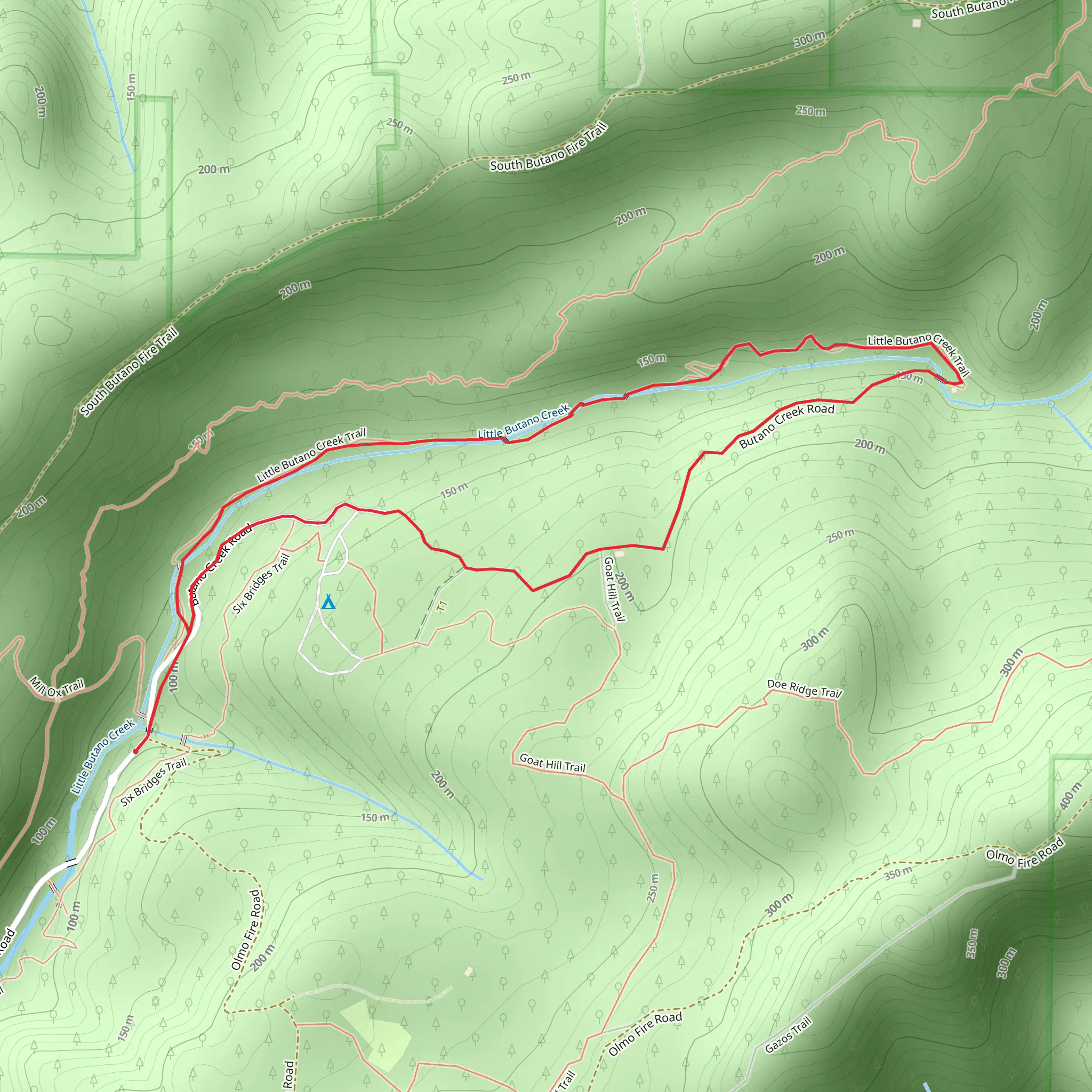 Little Butano Creek Loop Trail mobile static map