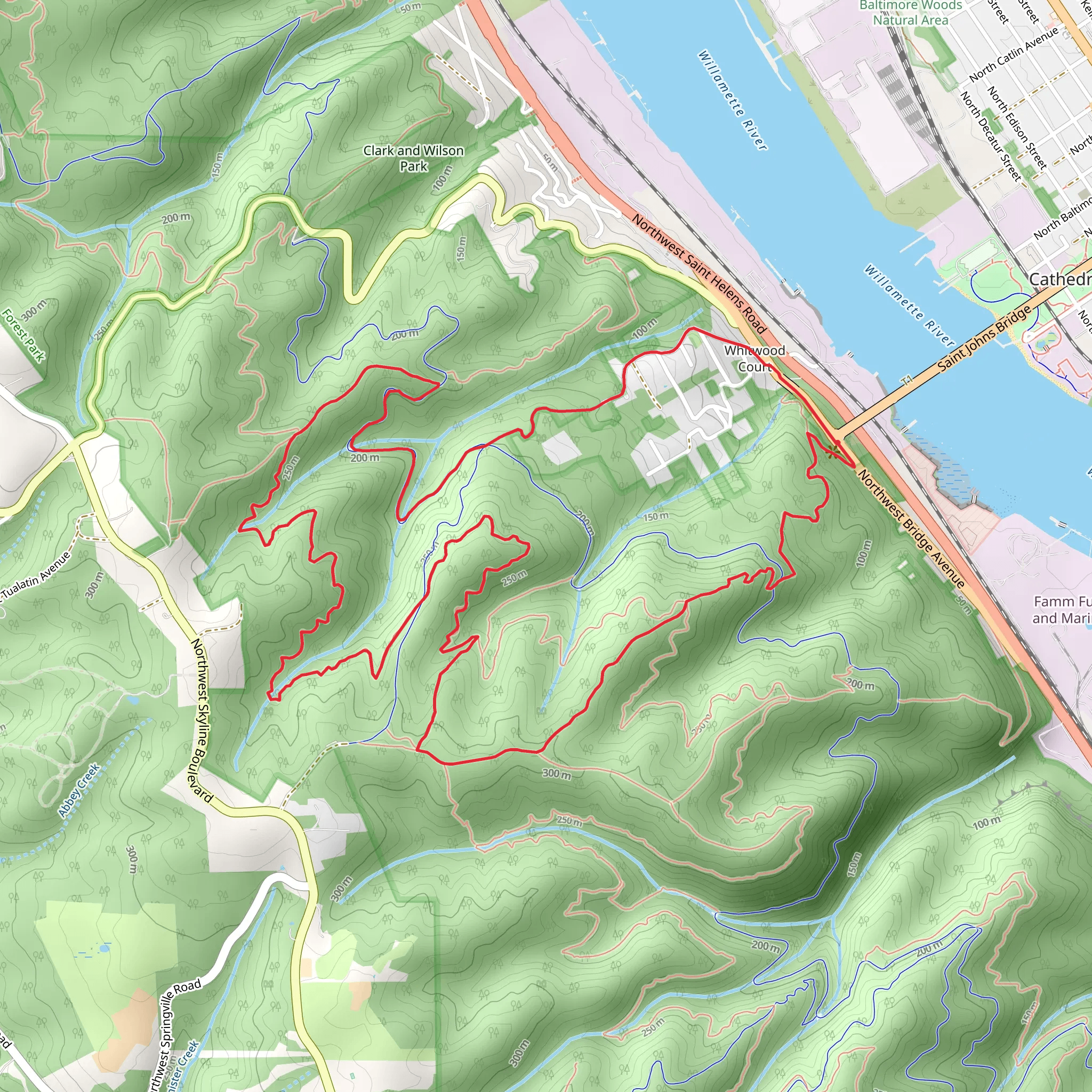 Ridge, Wildwood and Northwest Leif Erikson Drive Loop Trail mobile static map