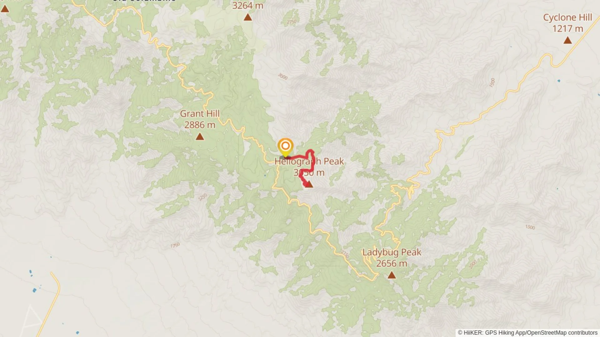 An image depicting the trail Heliograph Peak via Arcadia Trail and its surrounding area.