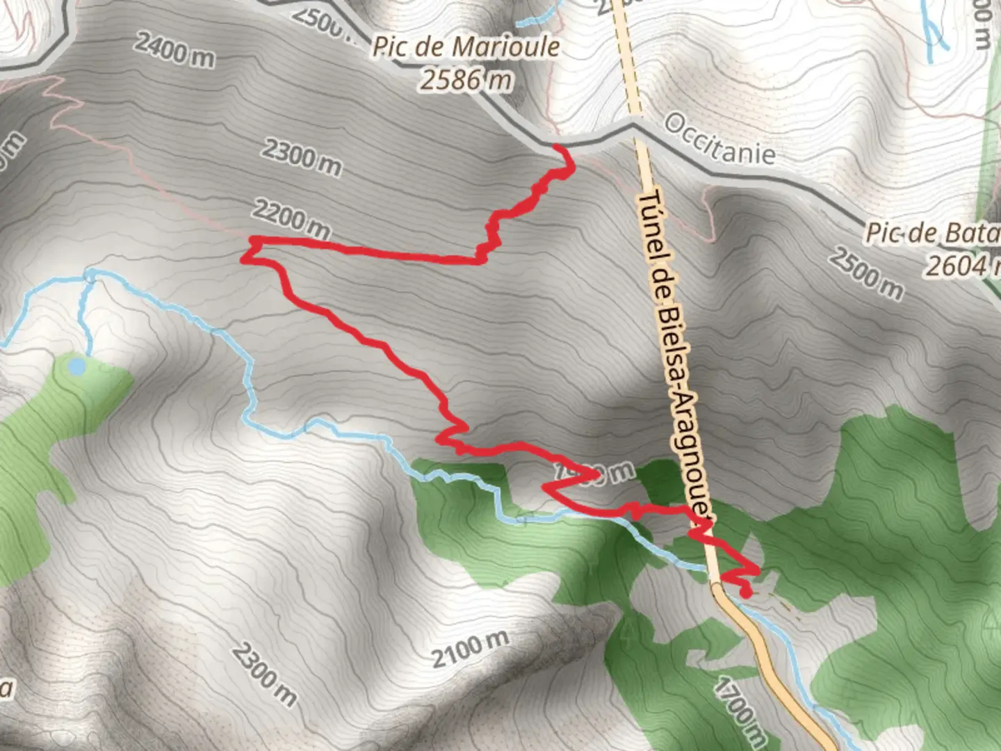 An image depicting the trail Path of Puerto de la Forqueta PR HU 182b and its surrounding area.