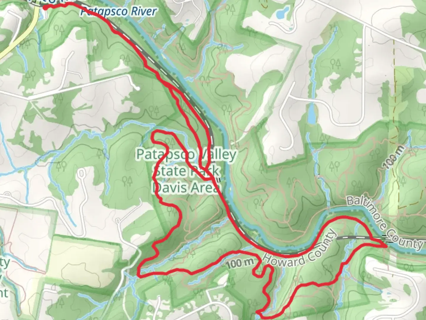 An image depicting the trail Woodstock Station, Davis and Old Main Line Loop Trail and its surrounding area.