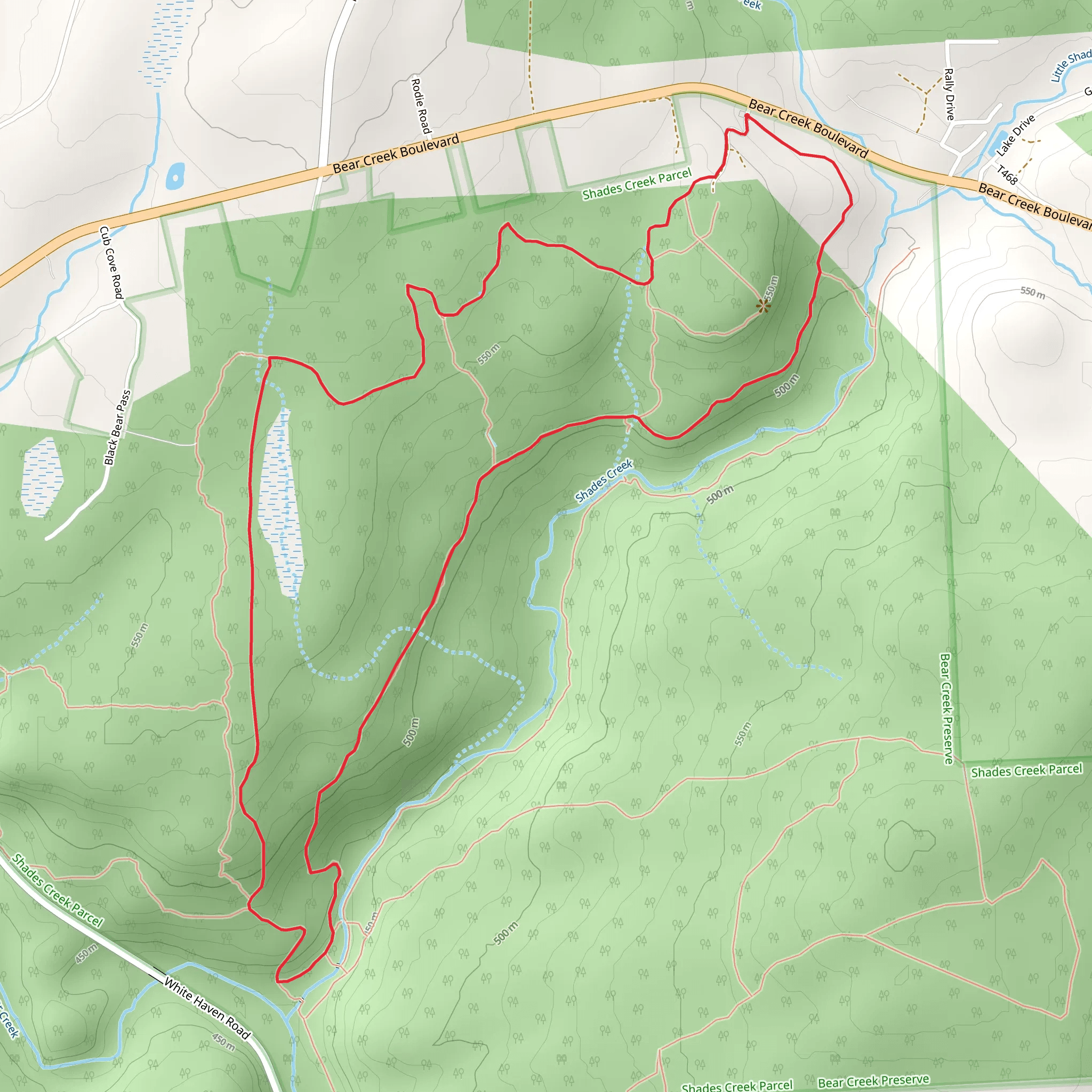 Shades Creek Loop Trail from Shades Glen mobile static map