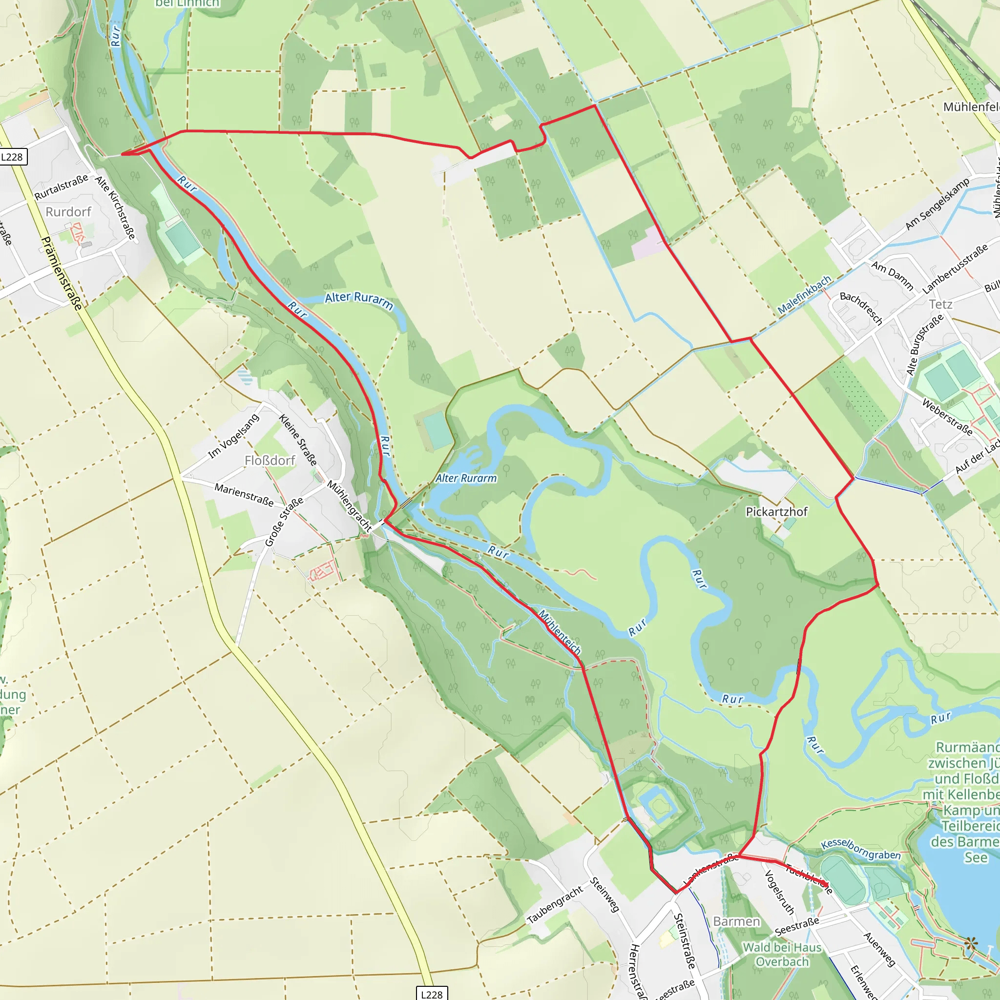 Schloss Kellenberg, NaturSchutzgebiet and River Rur Loop mobile static map