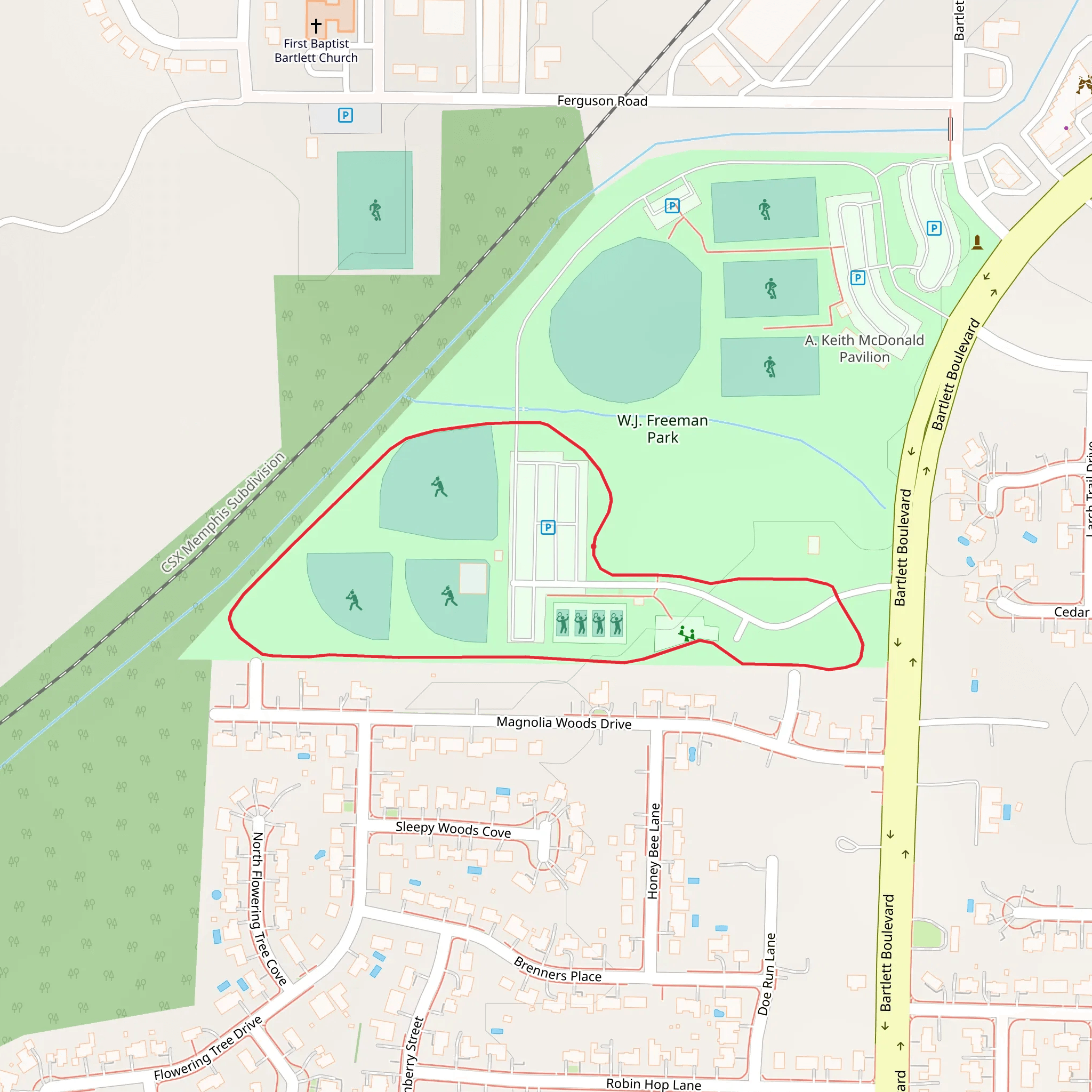 Freeman Park Loop mobile static map