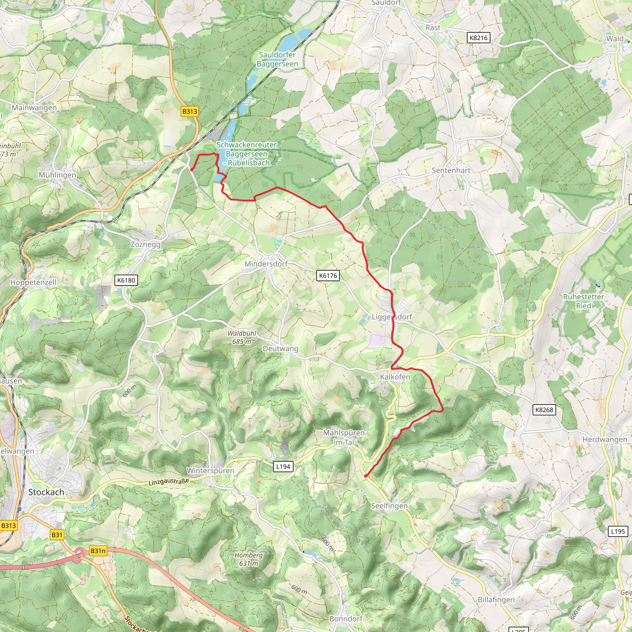Neumuehle to Muehle via Blaue Raute Schwackenreute - Seelfingen mobile static map