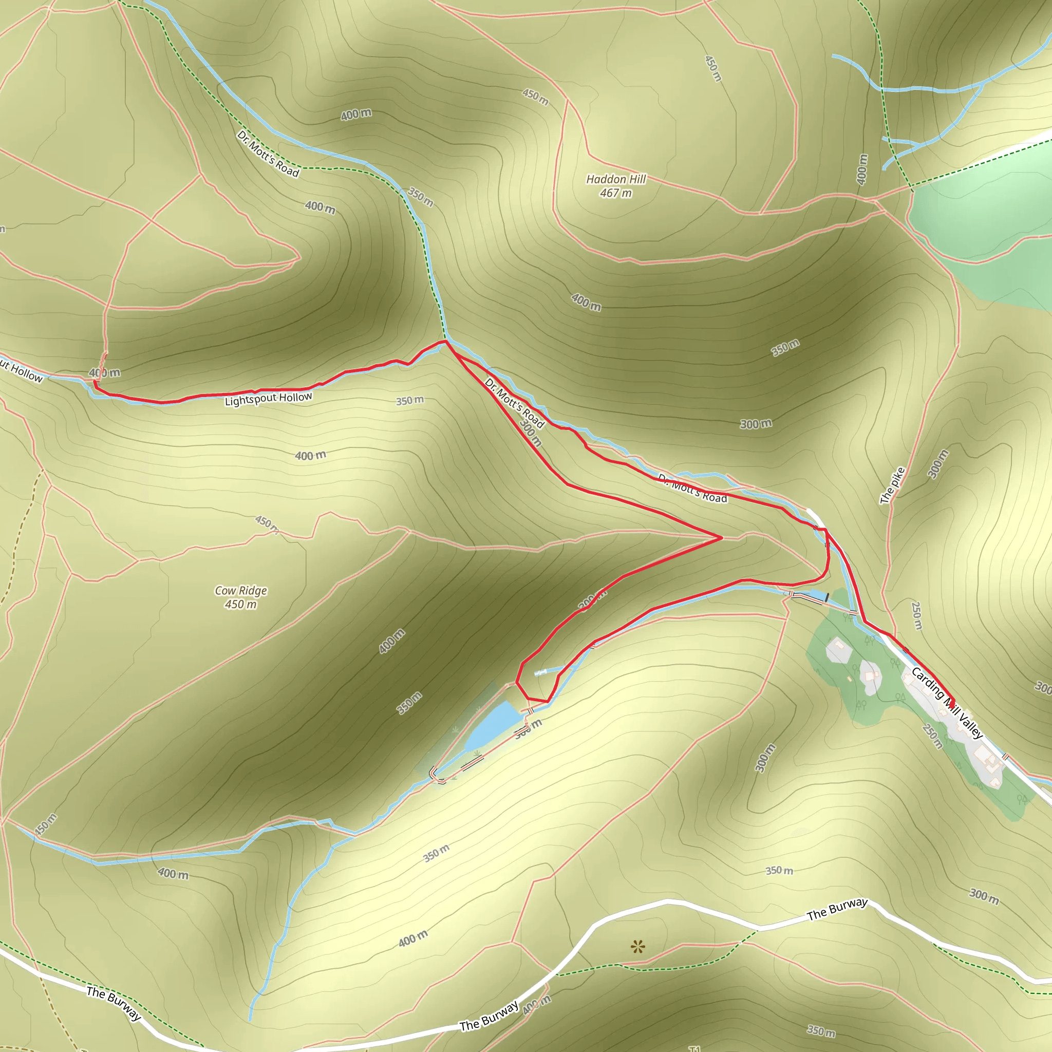 The Pipe Walk at Carding Mill Valley mobile static map
