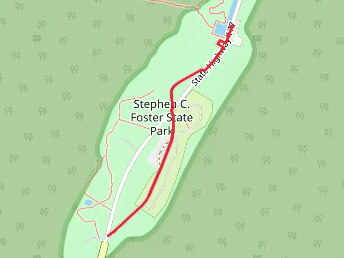 An image depicting the trail Stephen Collins Foster State Park and its surrounding area.