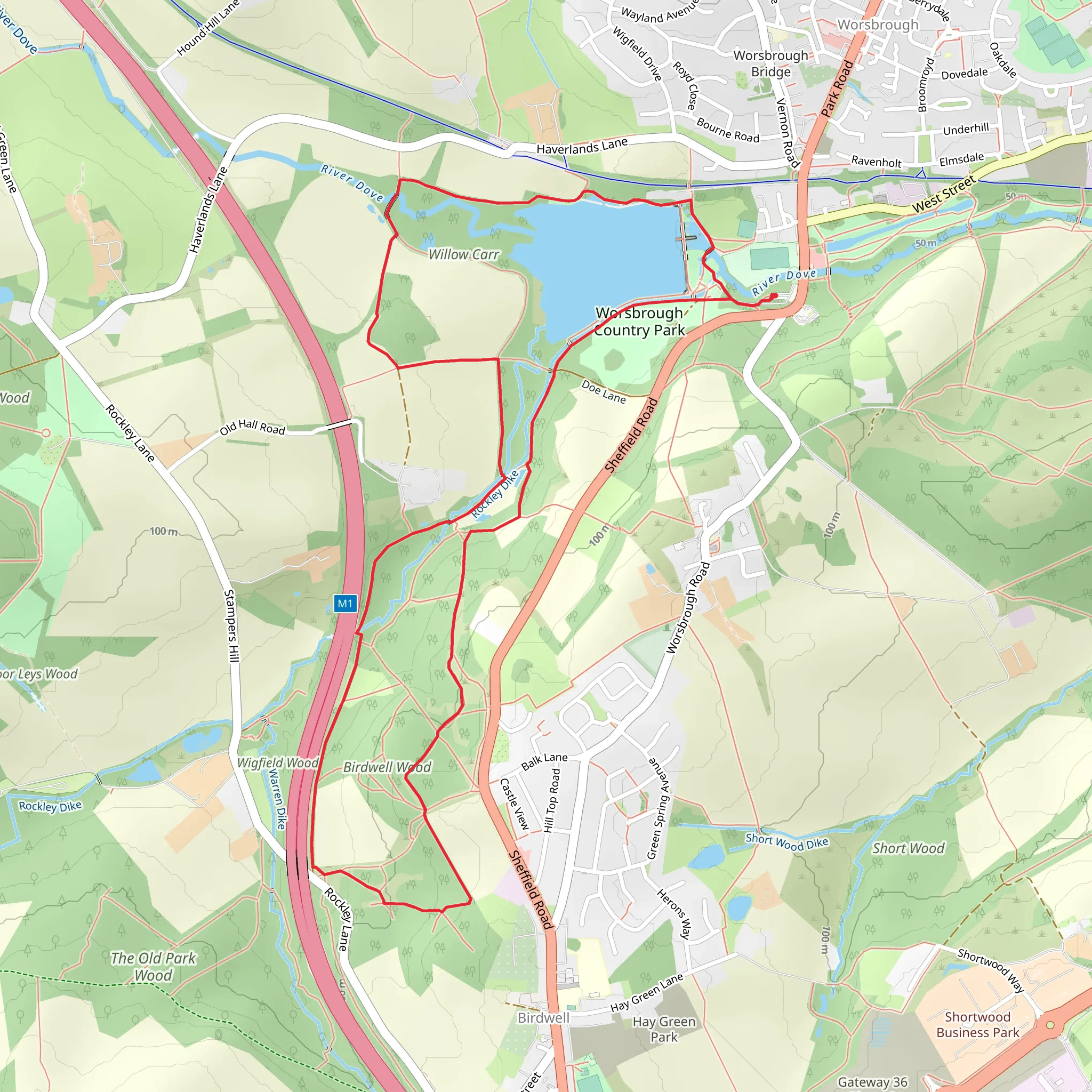 Worsbrough Reservoir and Birdwell Wood Loop mobile static map