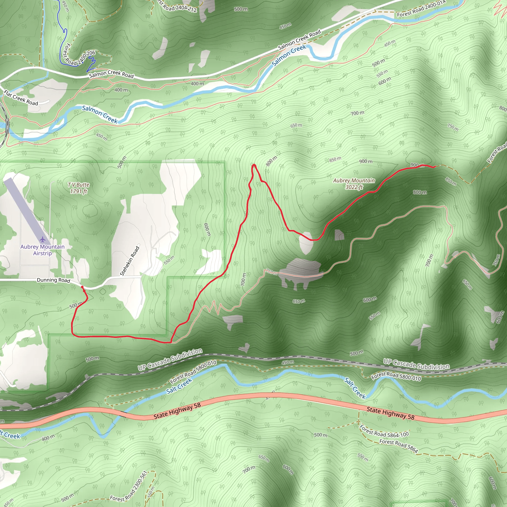 Aubrey Mountain Trail mobile static map