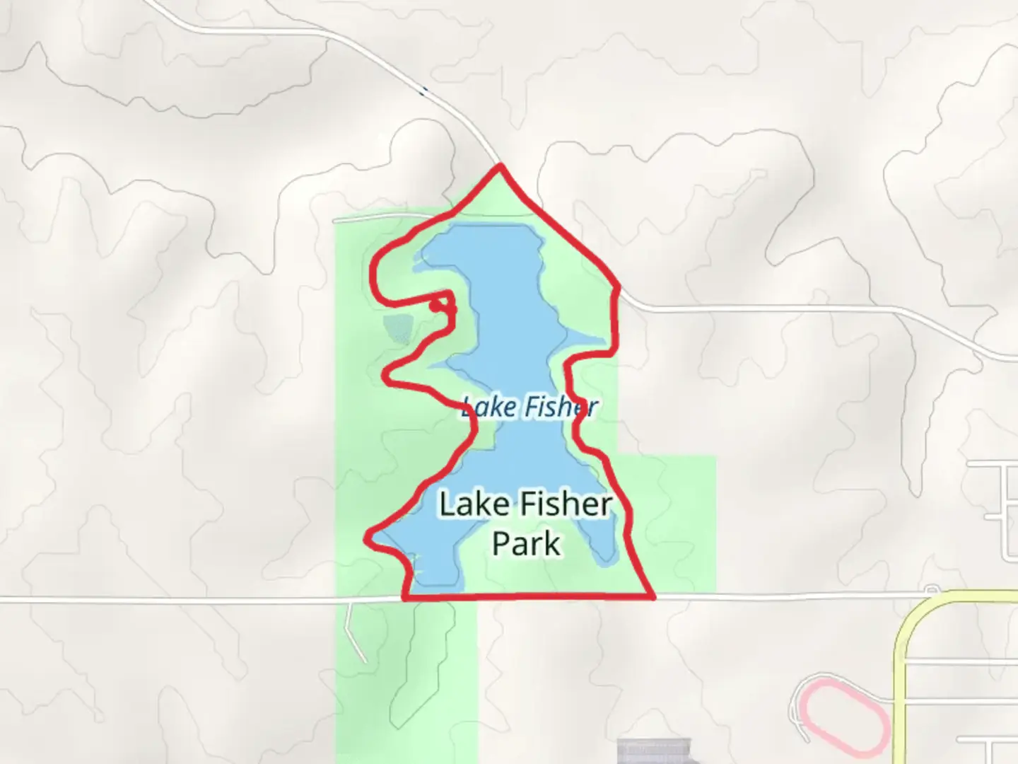 An image depicting the trail Lake Fisher Loop and its surrounding area.
