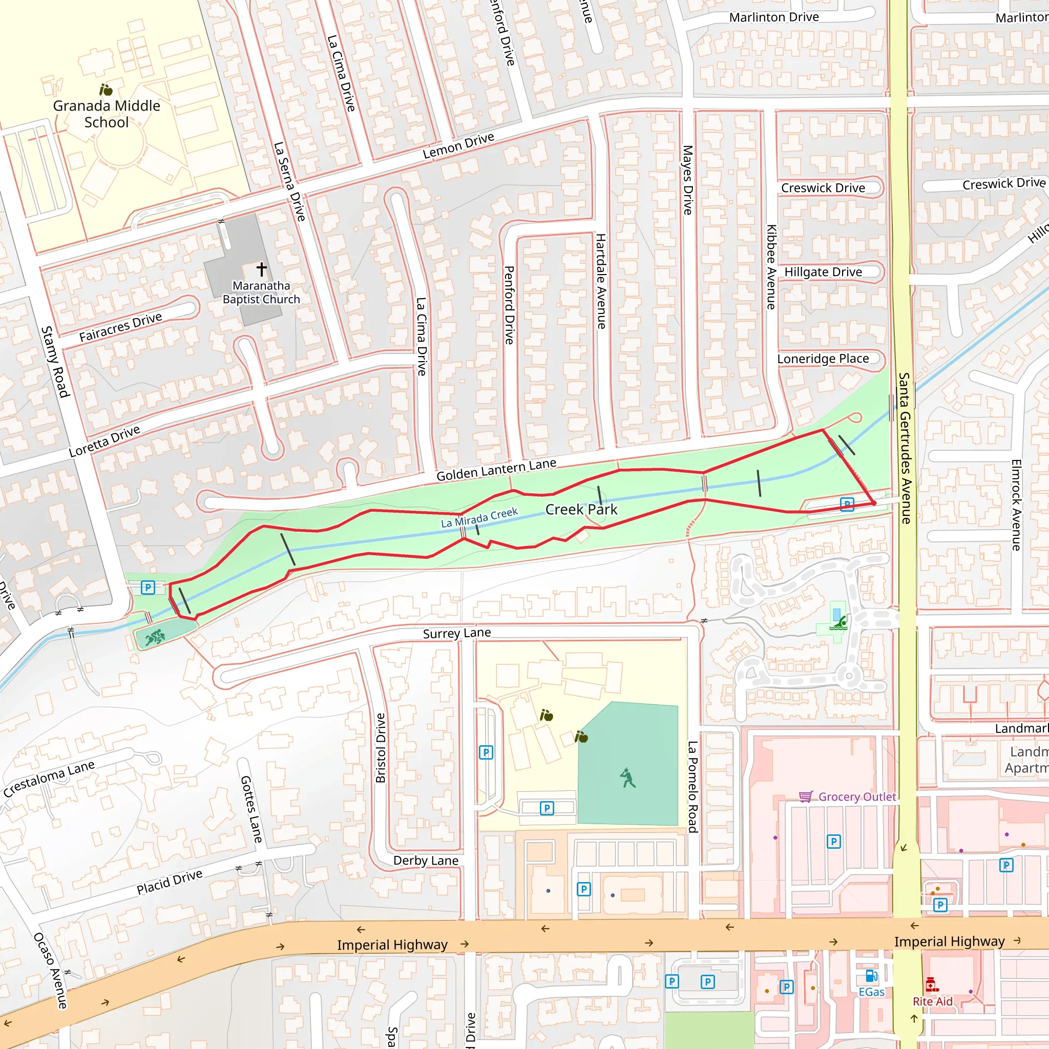 La Mirada Creek Loop mobile static map