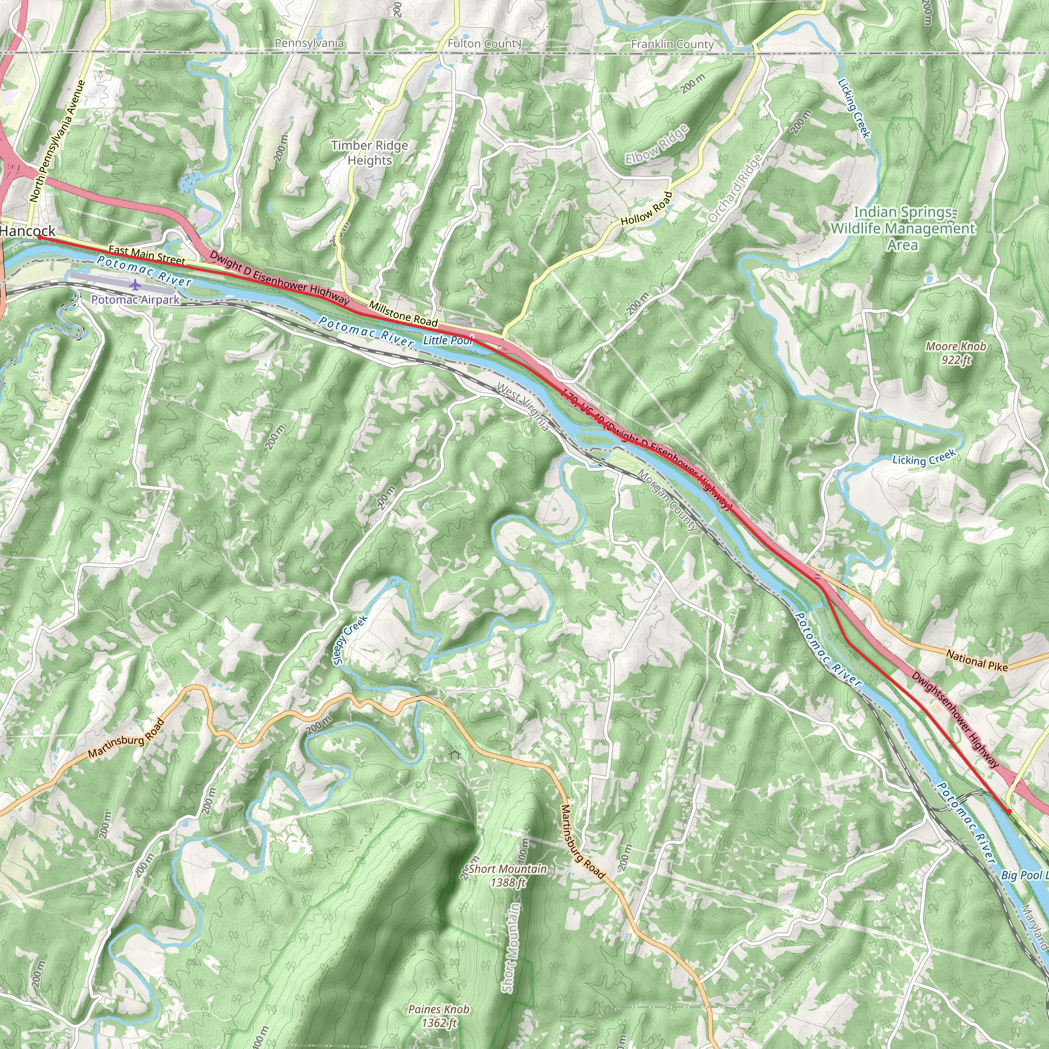Western Maryland Rail Trail - Hancock mobile static map