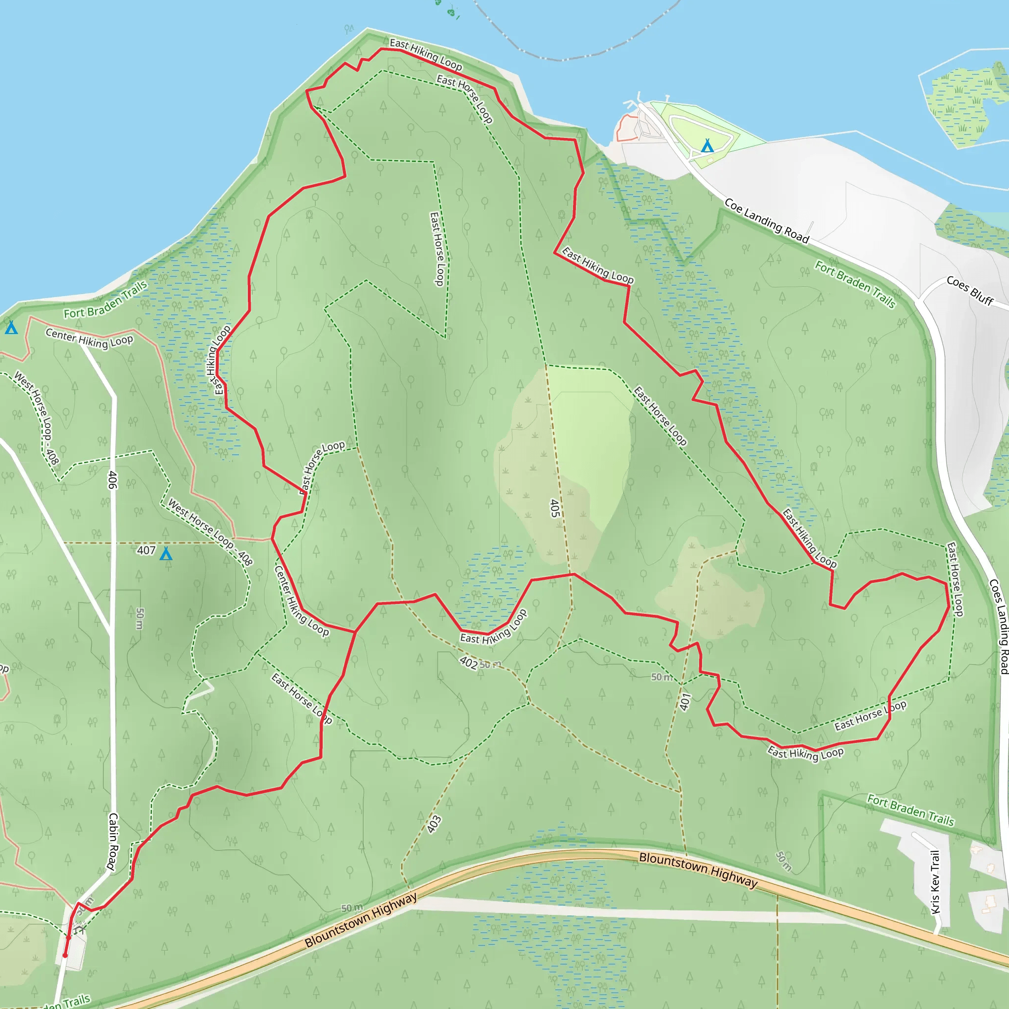 East Hiking Loop mobile static map