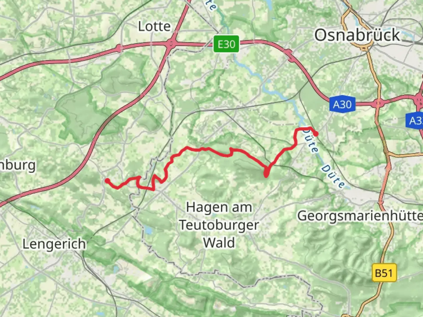 An image depicting the trail Sutthausen to Leeden Walk and its surrounding area.