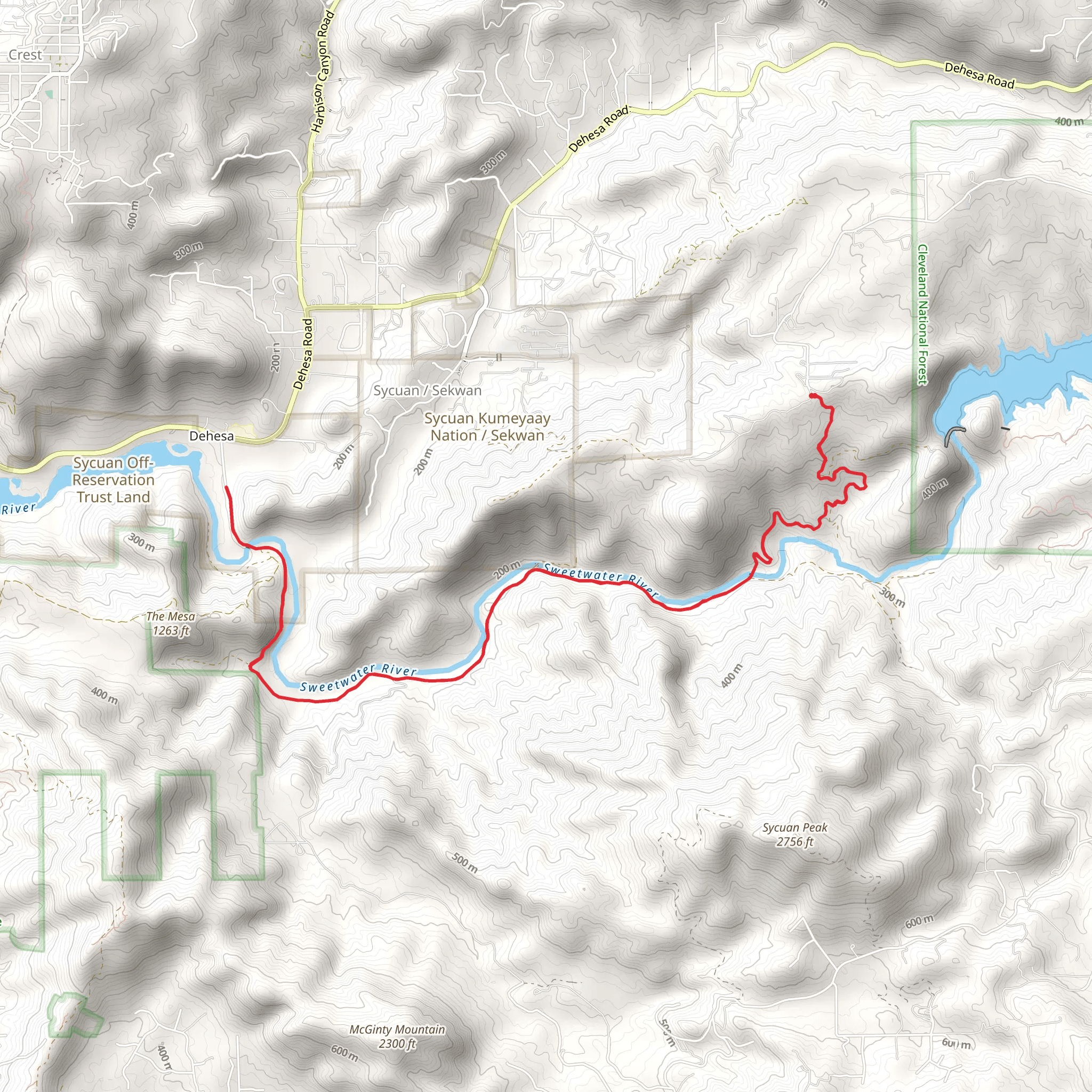 Sweetwater River via Sloane Canyon Road mobile static map