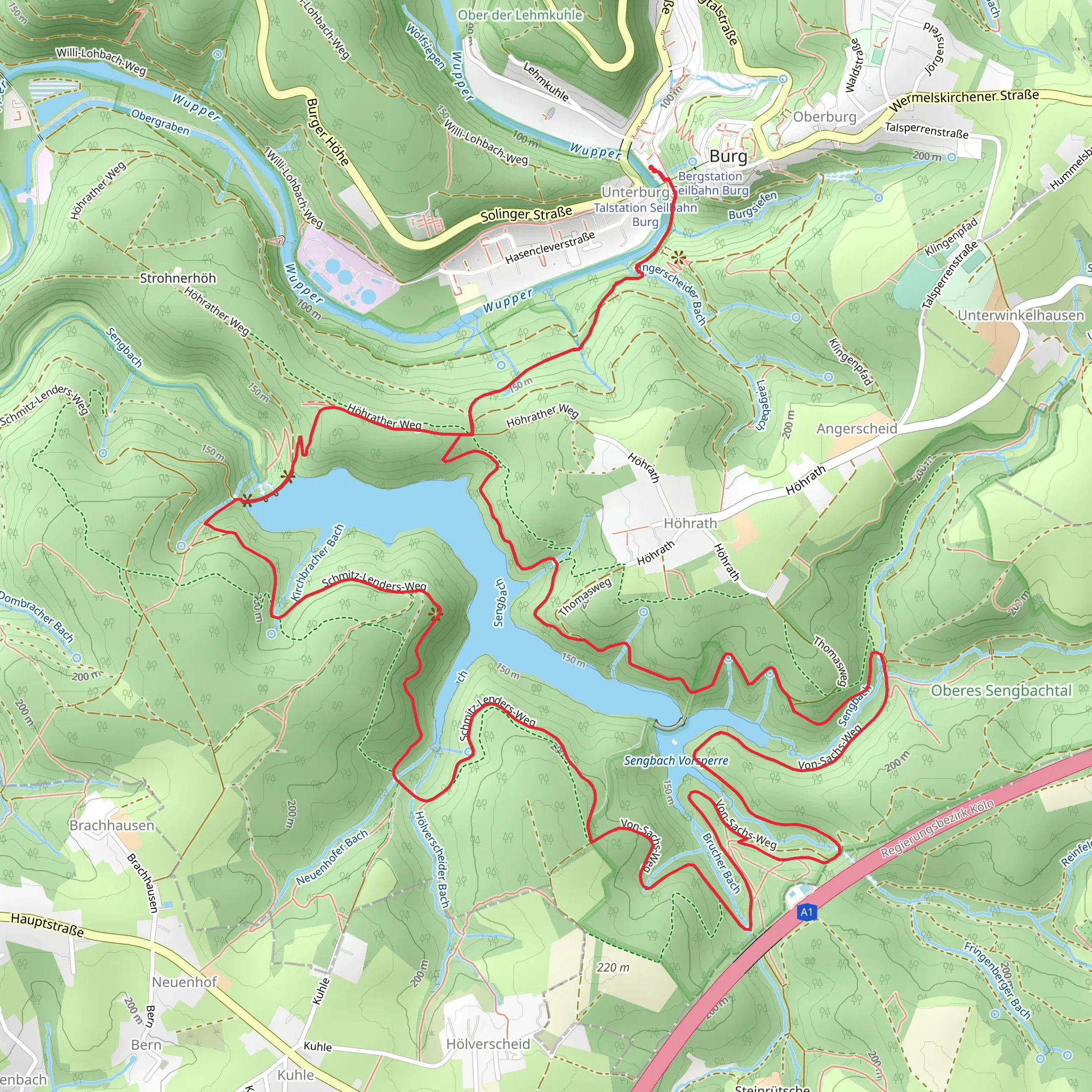 Sengbachtalsperre Loop via Waldemar Specht Weg mobile static map