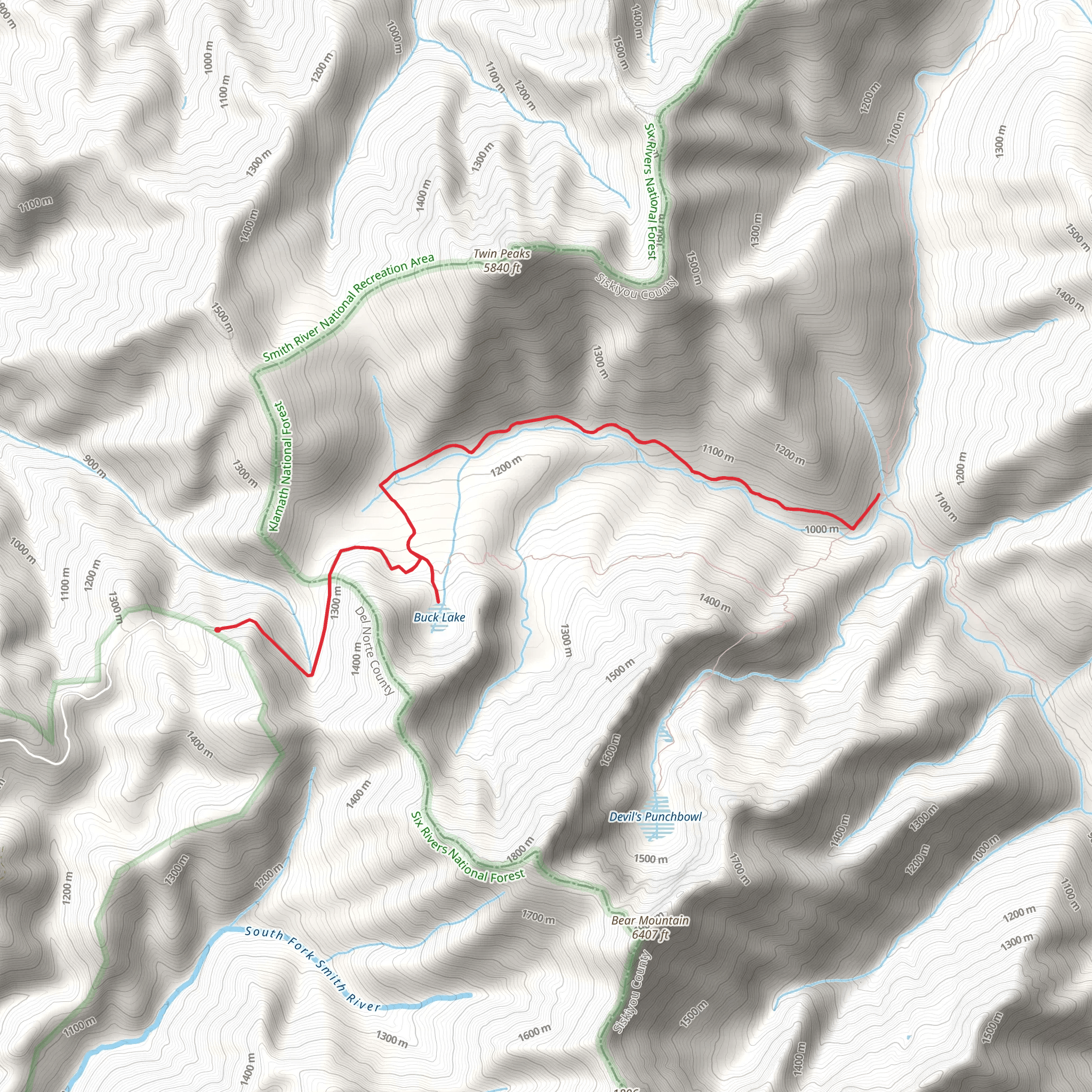 Buck Lake to Clear Creek Trail mobile static map