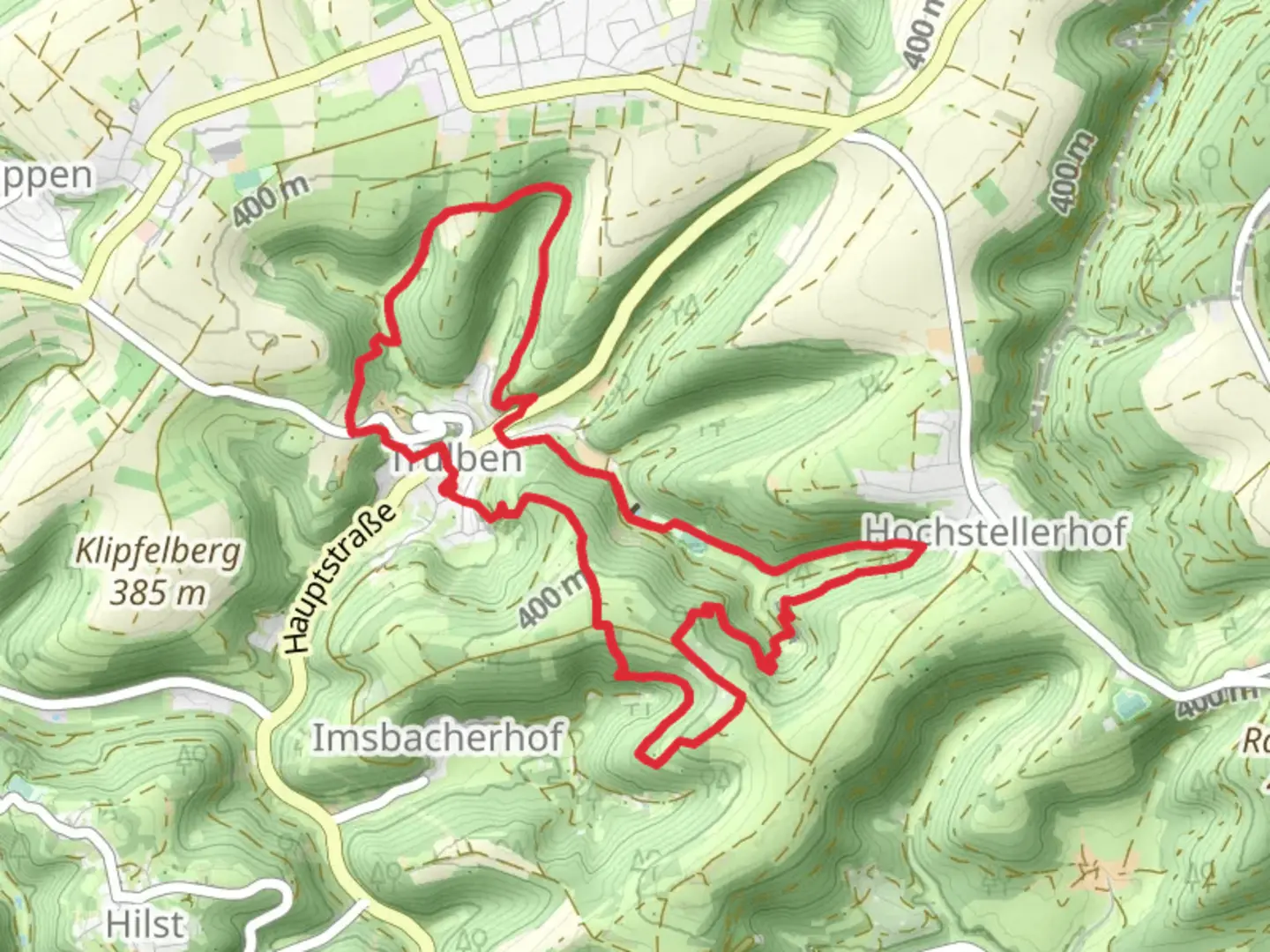 An image depicting the trail Trulber Sandhasentour Loop and its surrounding area.