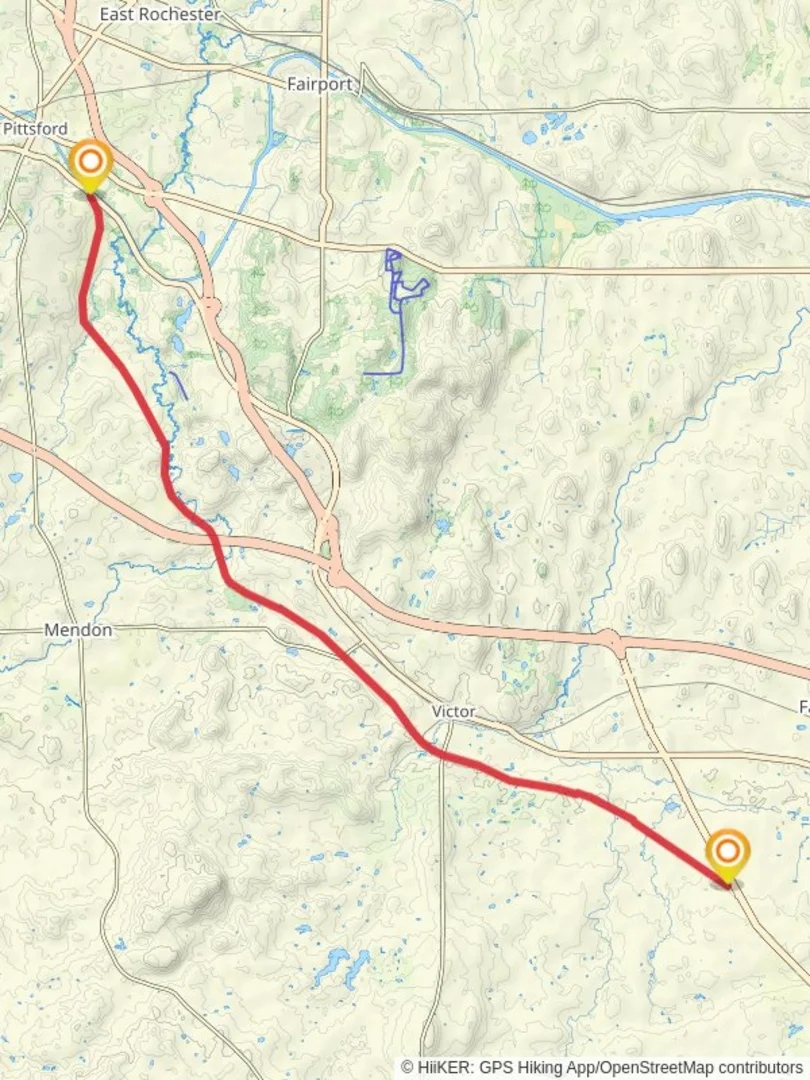 An image depicting the trail Irondequoit Creek via Auburn Trail and its surrounding area.