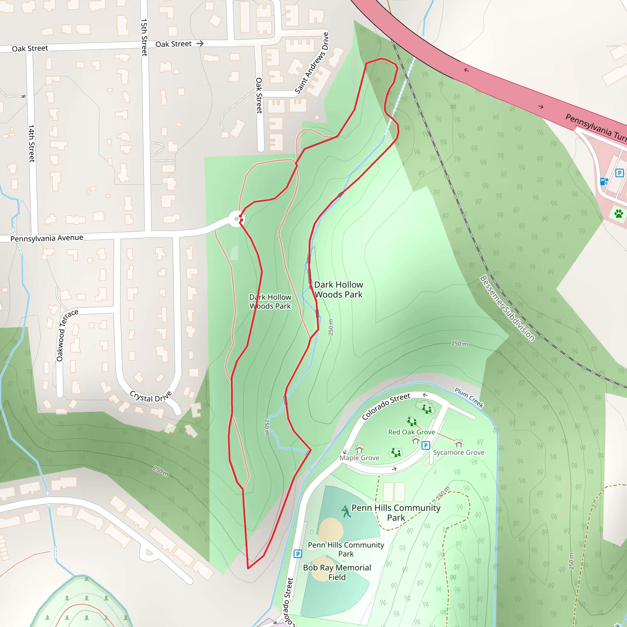 Dark Hollow Woods Park Loop mobile static map