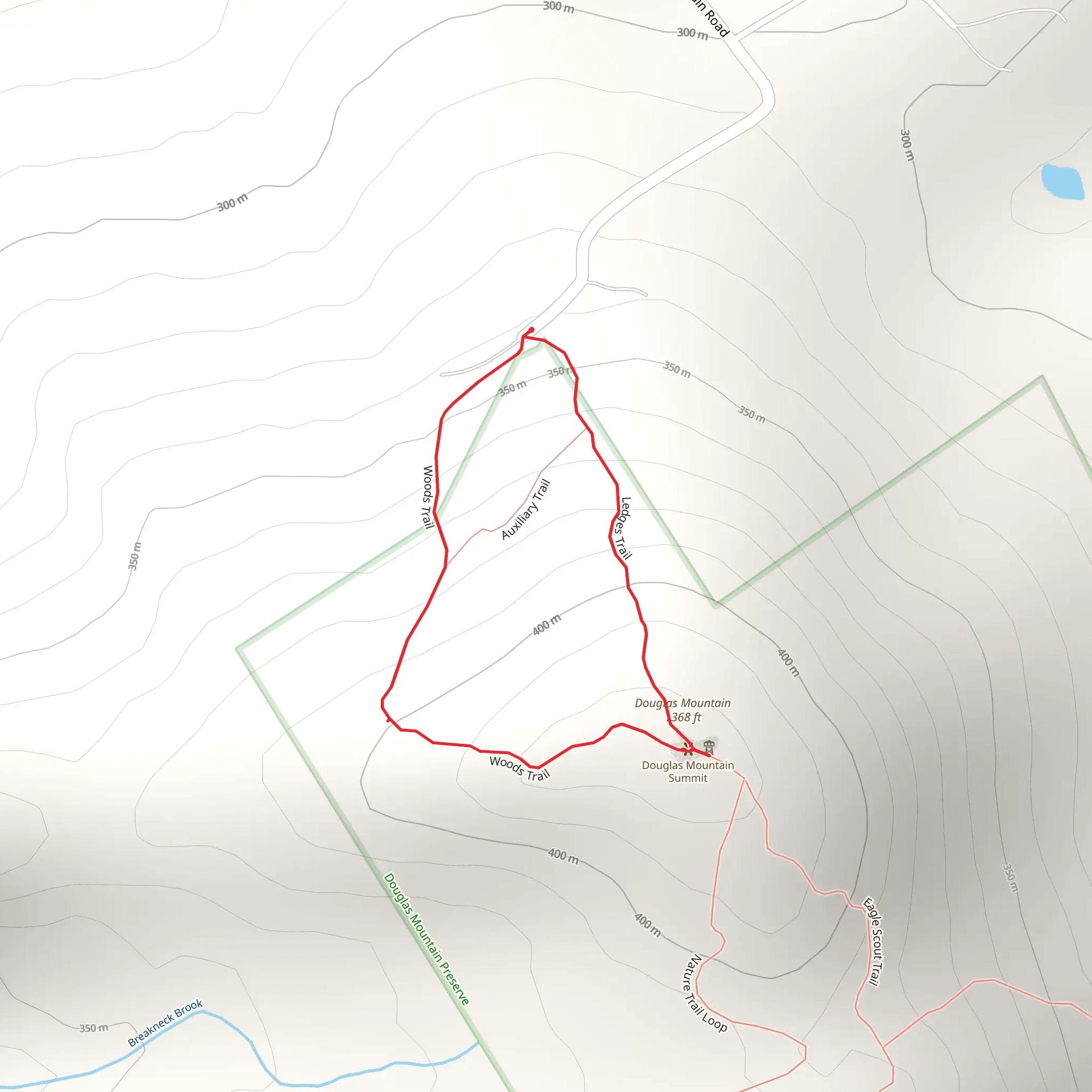 Douglas Mountain via Woods Trail mobile static map