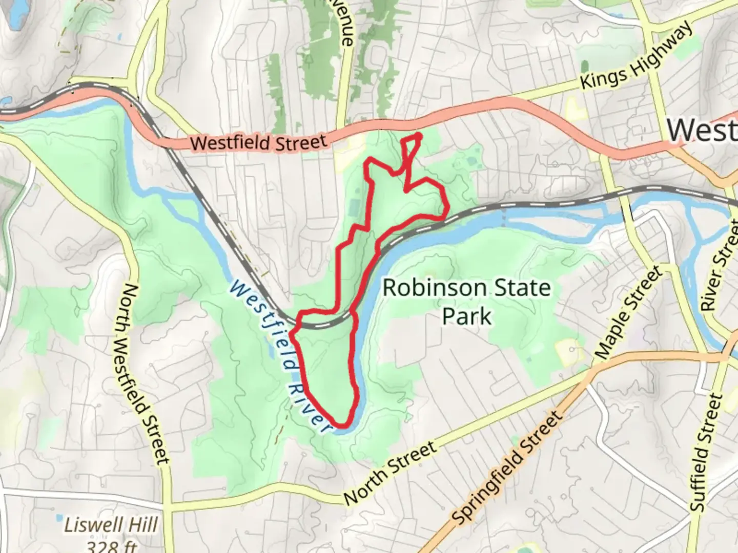 An image depicting the trail Westfield River and its surrounding area.