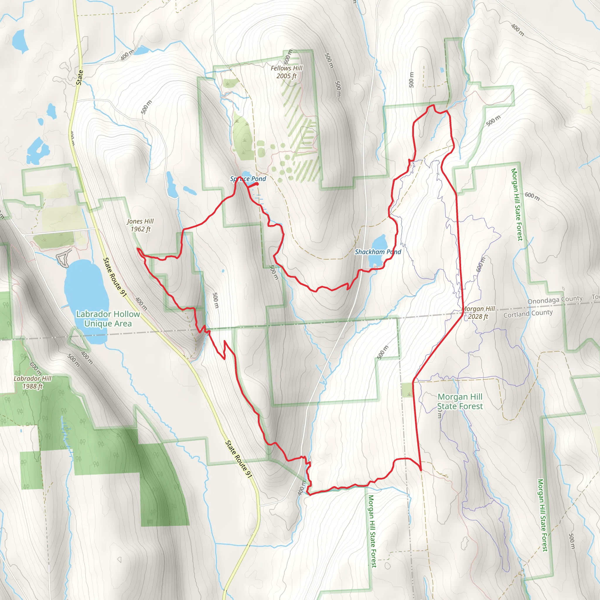 Morgan Hill and Shackham Pond Loop mobile static map