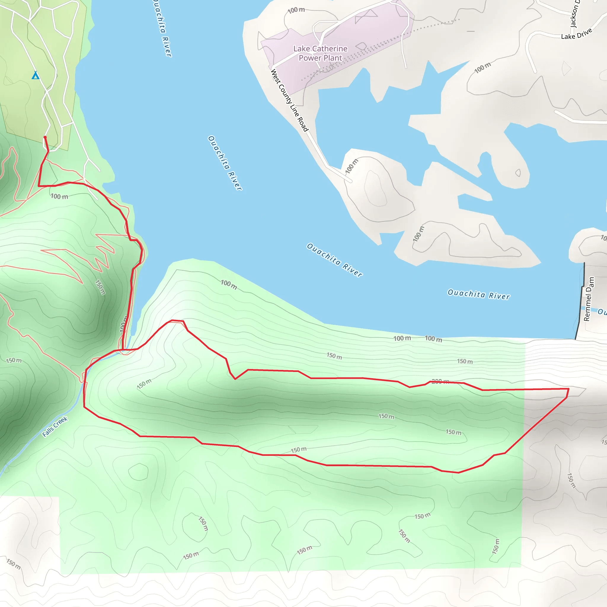 Falls Creek Loop via Ouachita River mobile static map