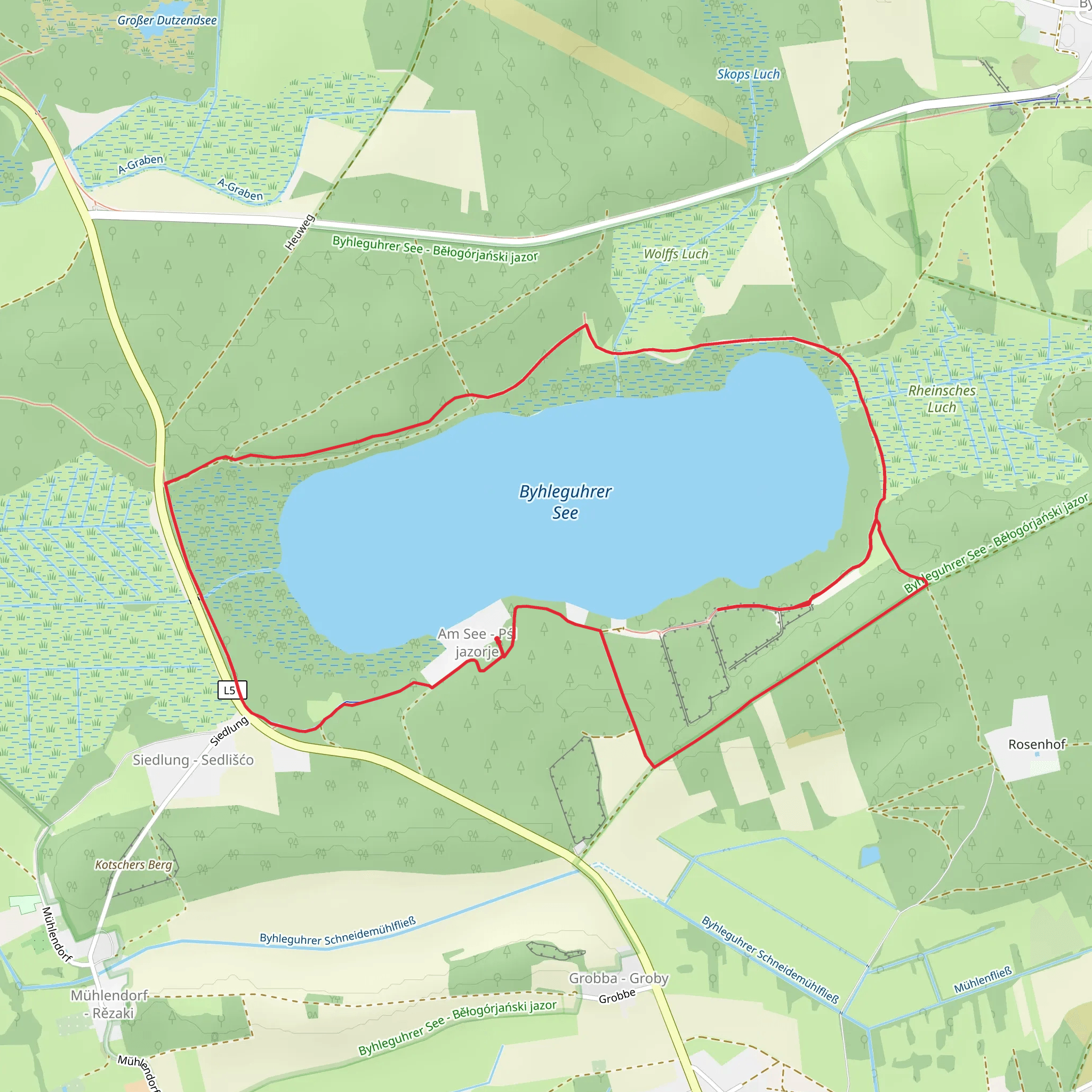 Rundwanderweg Byhleguhrer See mobile static map