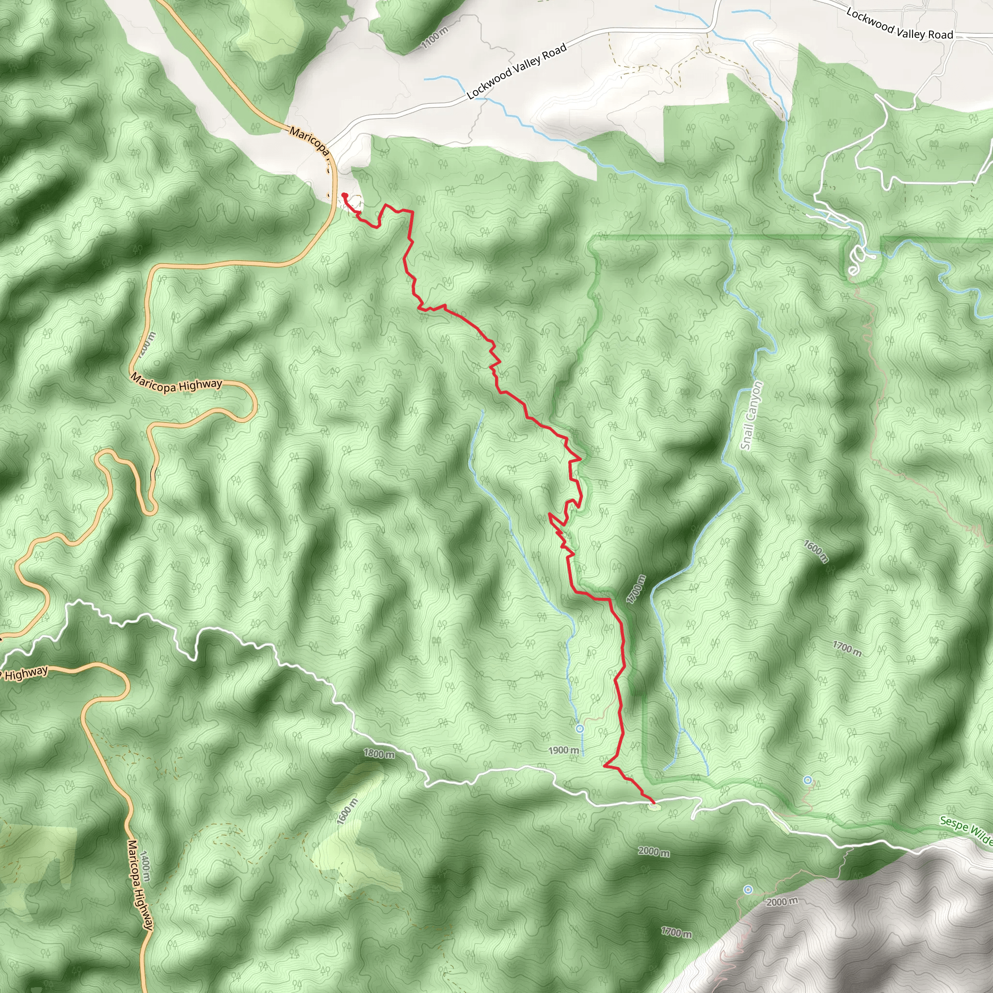 Boulder Canyon Trail mobile static map