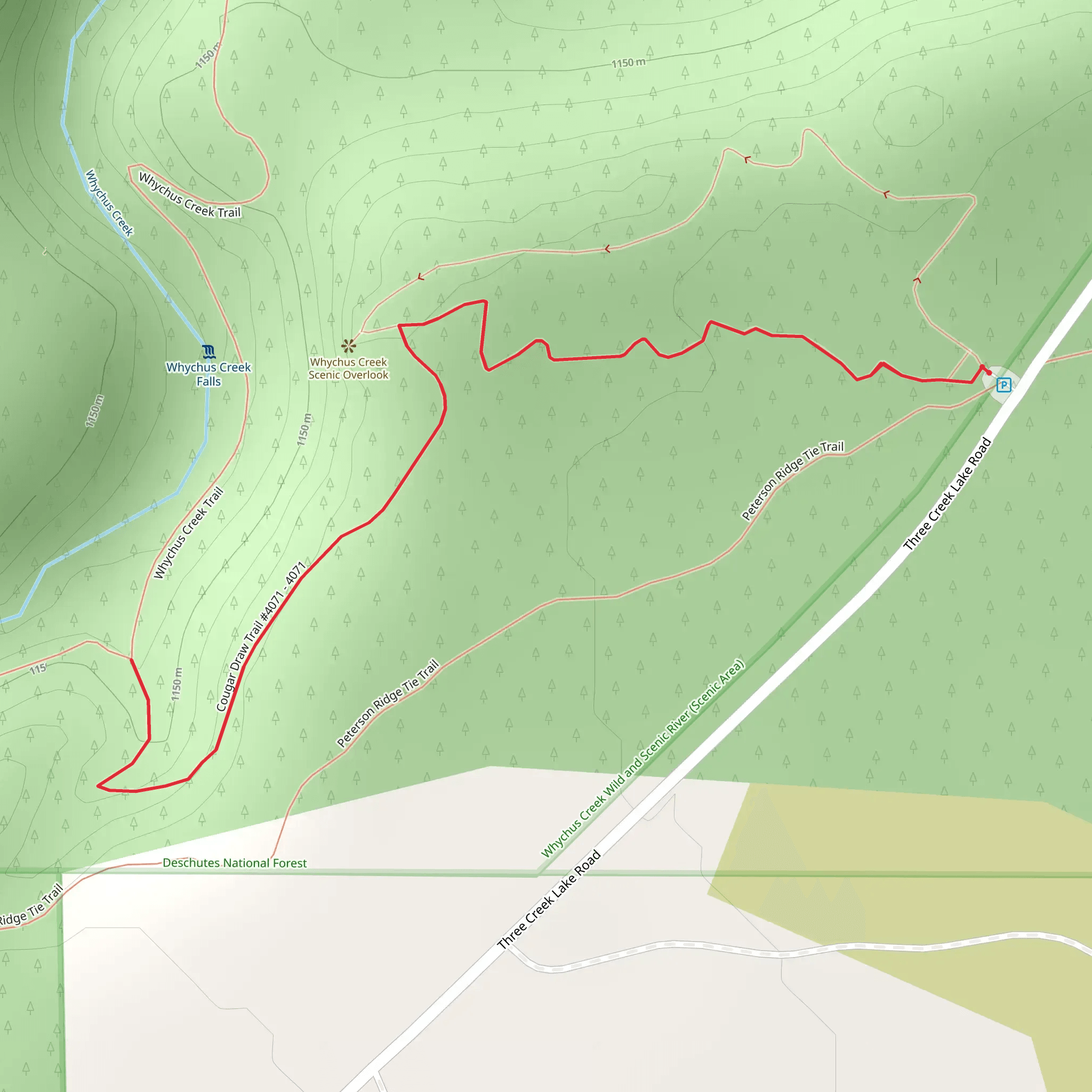 Whychus Draw via Whychus Creek Overlook Trail mobile static map