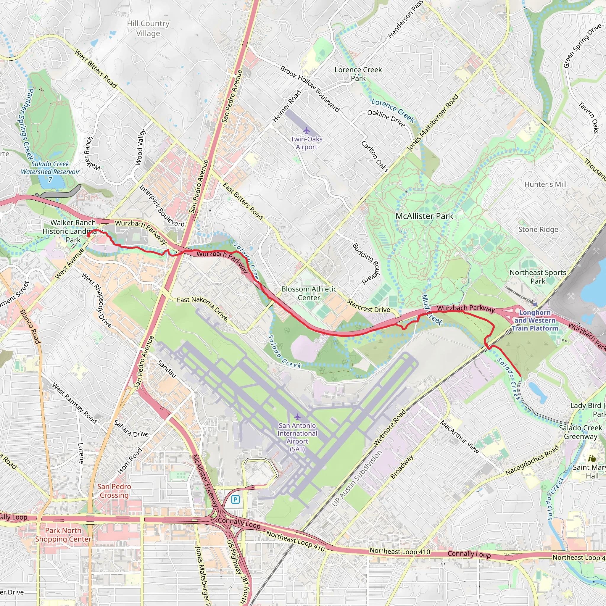 Salado Creek Greenway Trail mobile static map