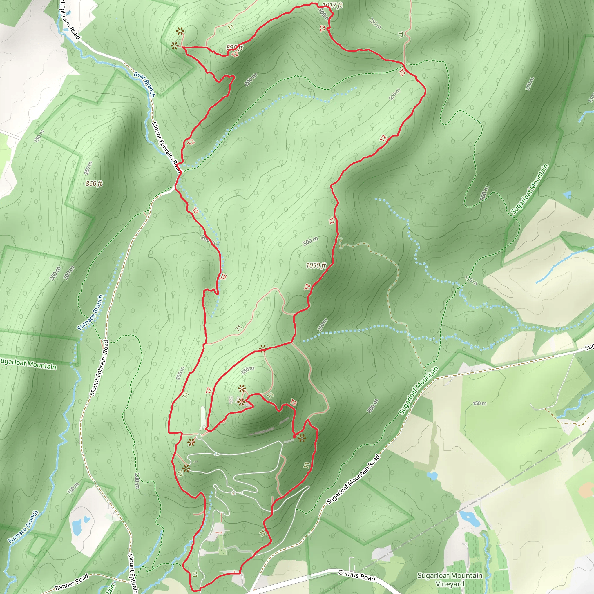Sugarloaf Mountain and Northern Peaks Loop Trail mobile static map