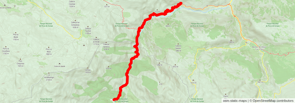 Túneles – Puente Loop from Posada de Valdeón stage 2 Map