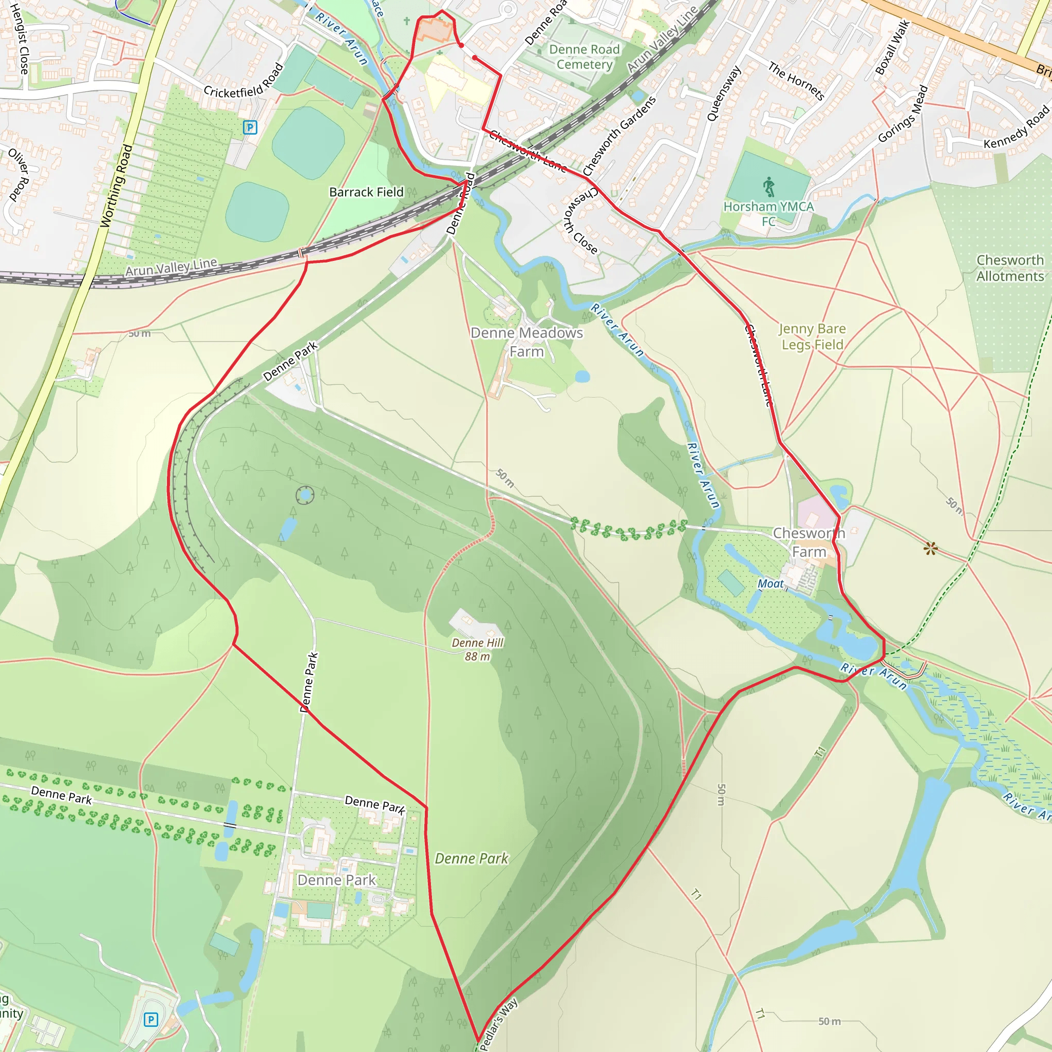 River Arun Loop - Horsham mobile static map