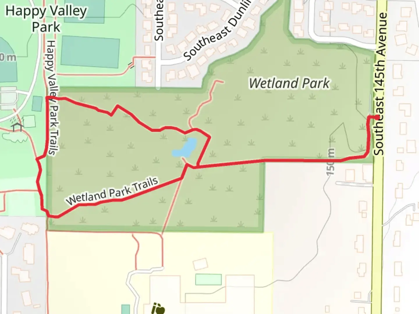 An image depicting the trail Wetland Park Loop and its surrounding area.