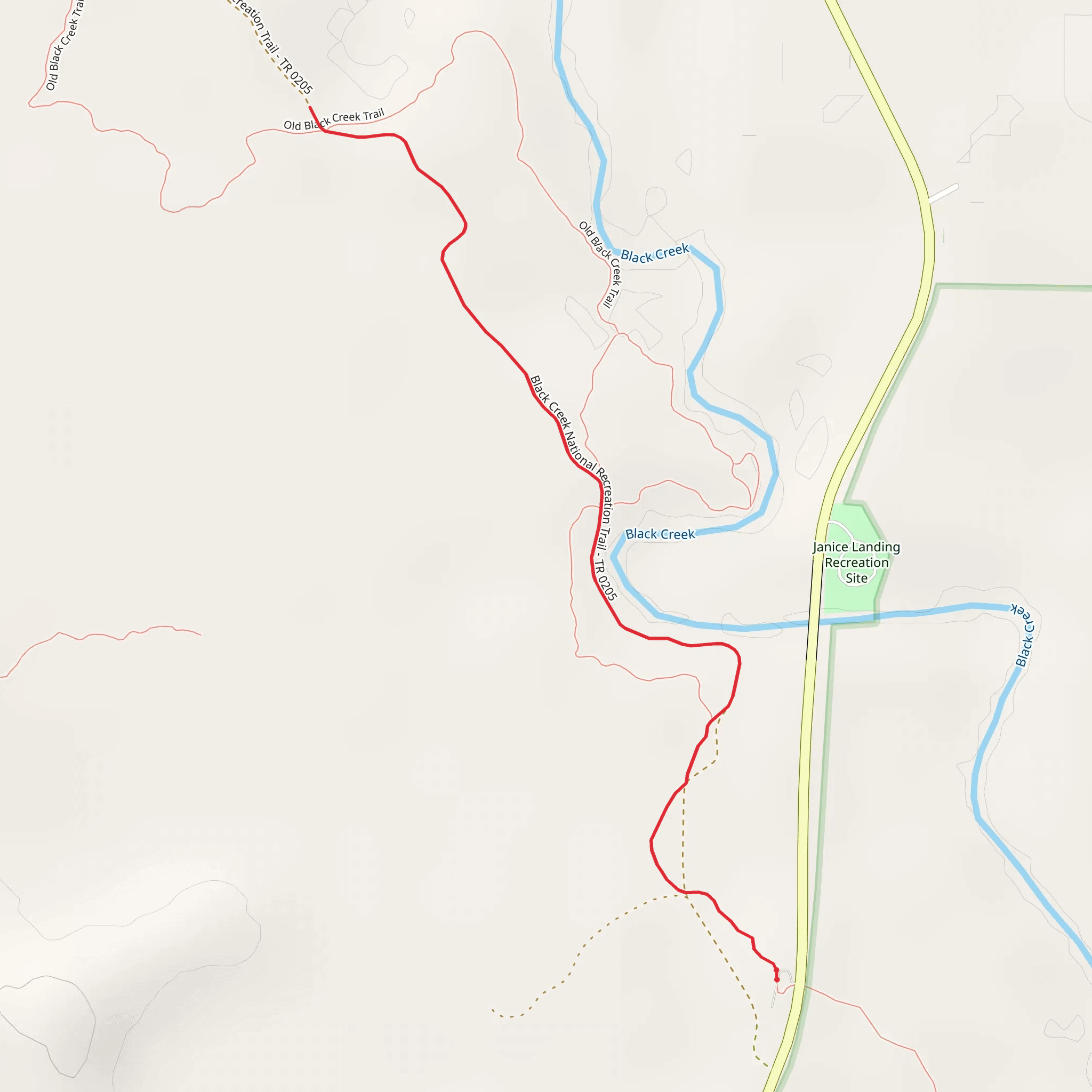 Janice Landing Recreation Site and Black Creek Trail mobile static map