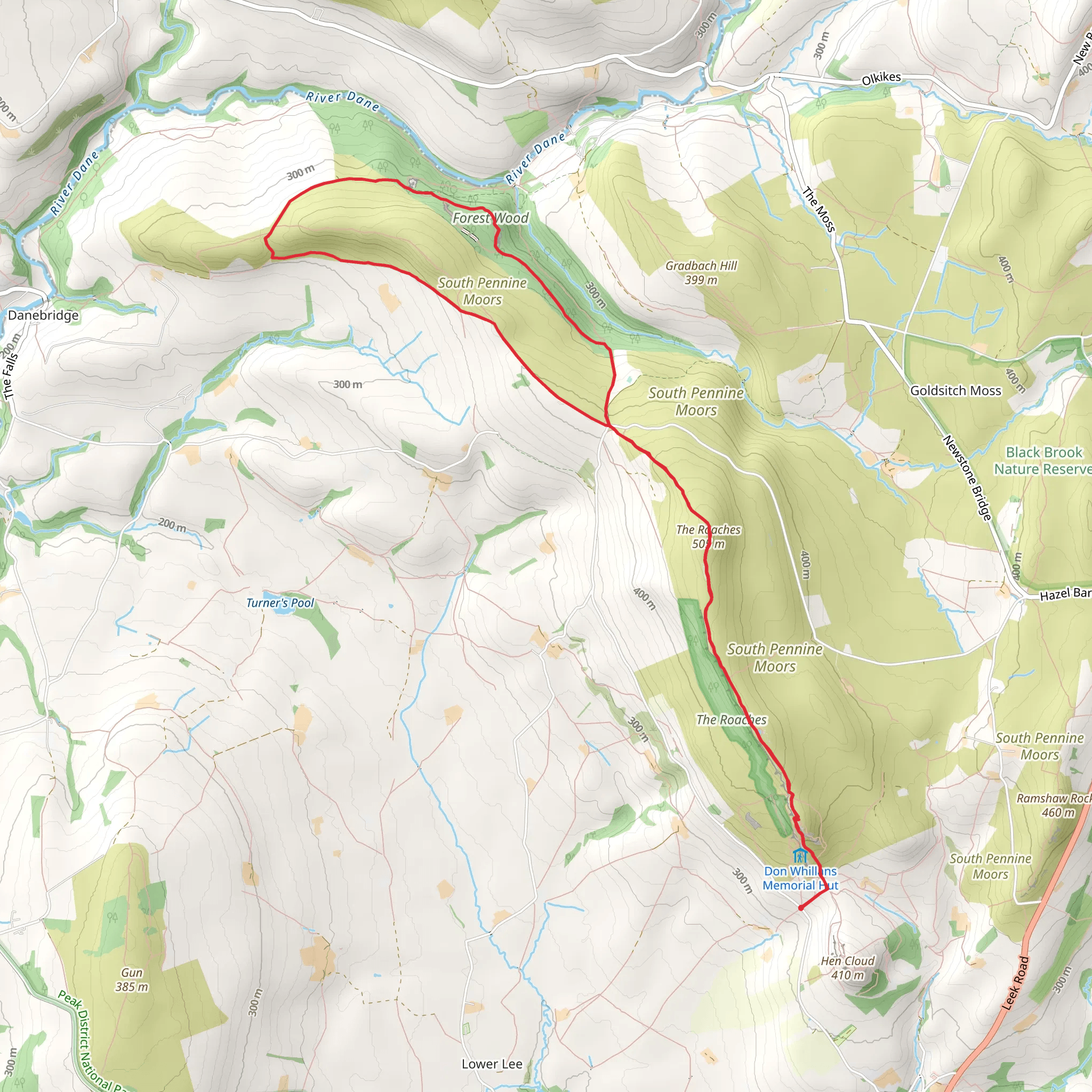 The Roaches and Lud's Church mobile static map