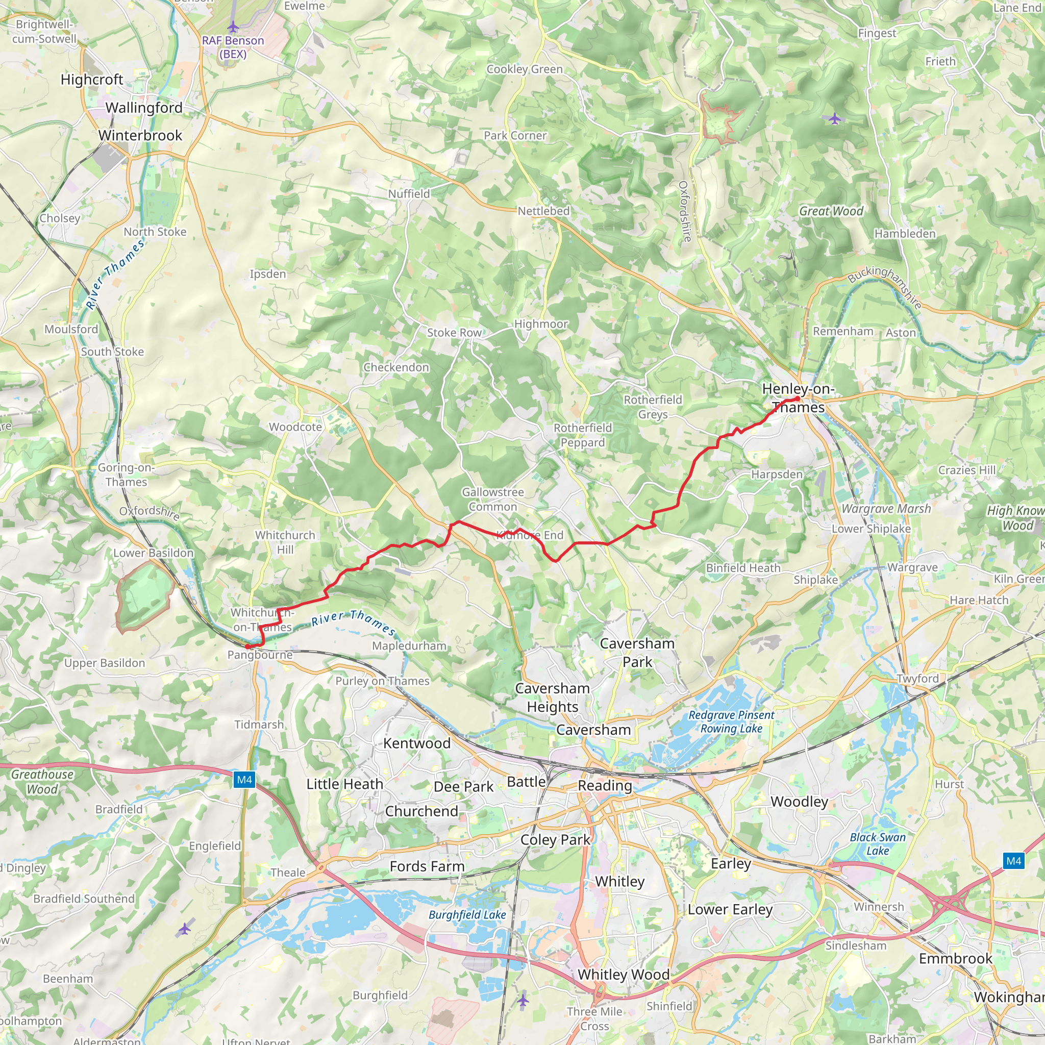 Henley on Thames to Pangbourne Walk mobile static map