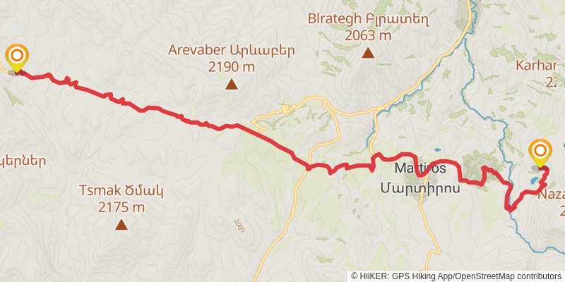 Transcaucasian Trail - Armenia stage 32 Map