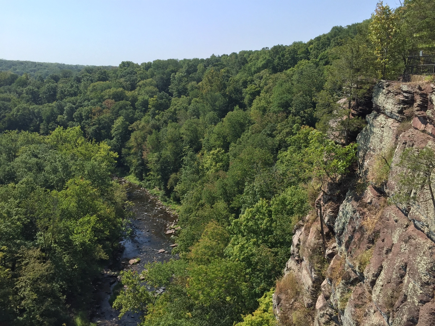 An image depicting the trail Tohickon Creek Walk along from Stover Park Road and its surrounding area.