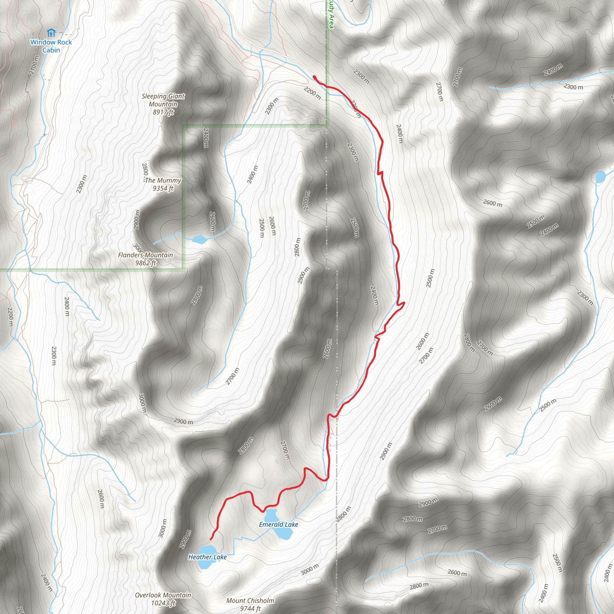 Emerald Lake and Heather Lake via East Fork Hyalite Trail mobile static map