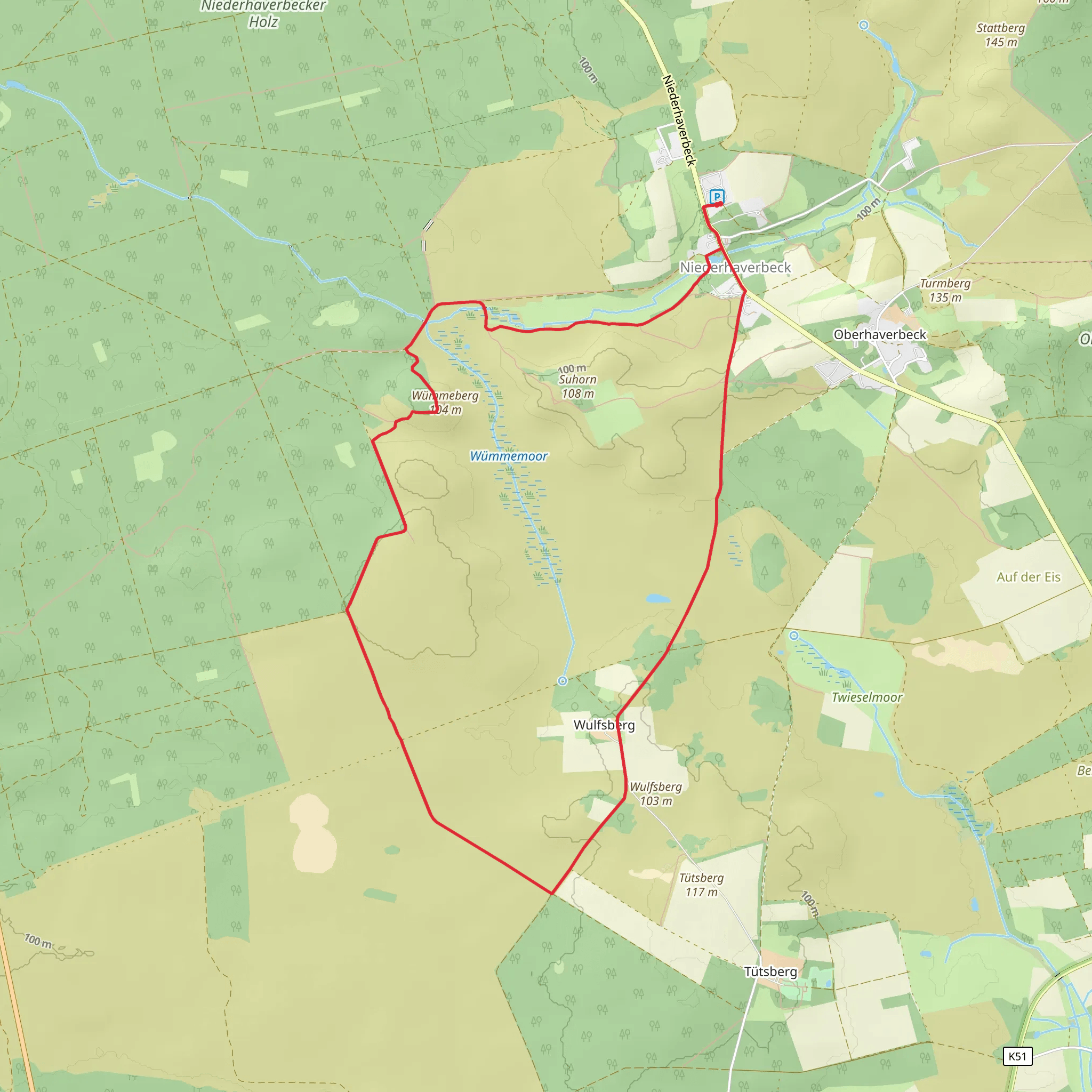 Heideschleife Haverbeeke and Niederhaverbeck mobile static map