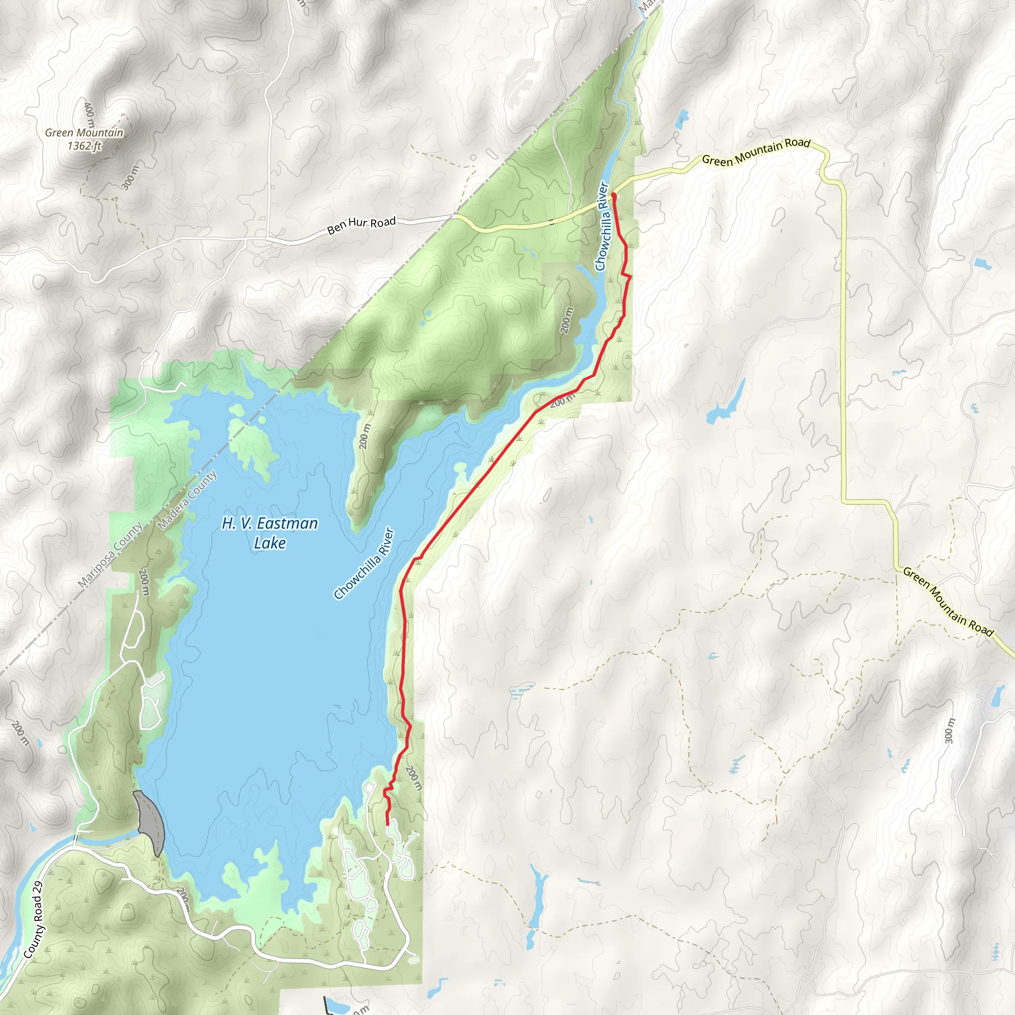 HV Eastman Lake East Shore Walk from Green Mountain Road mobile static map